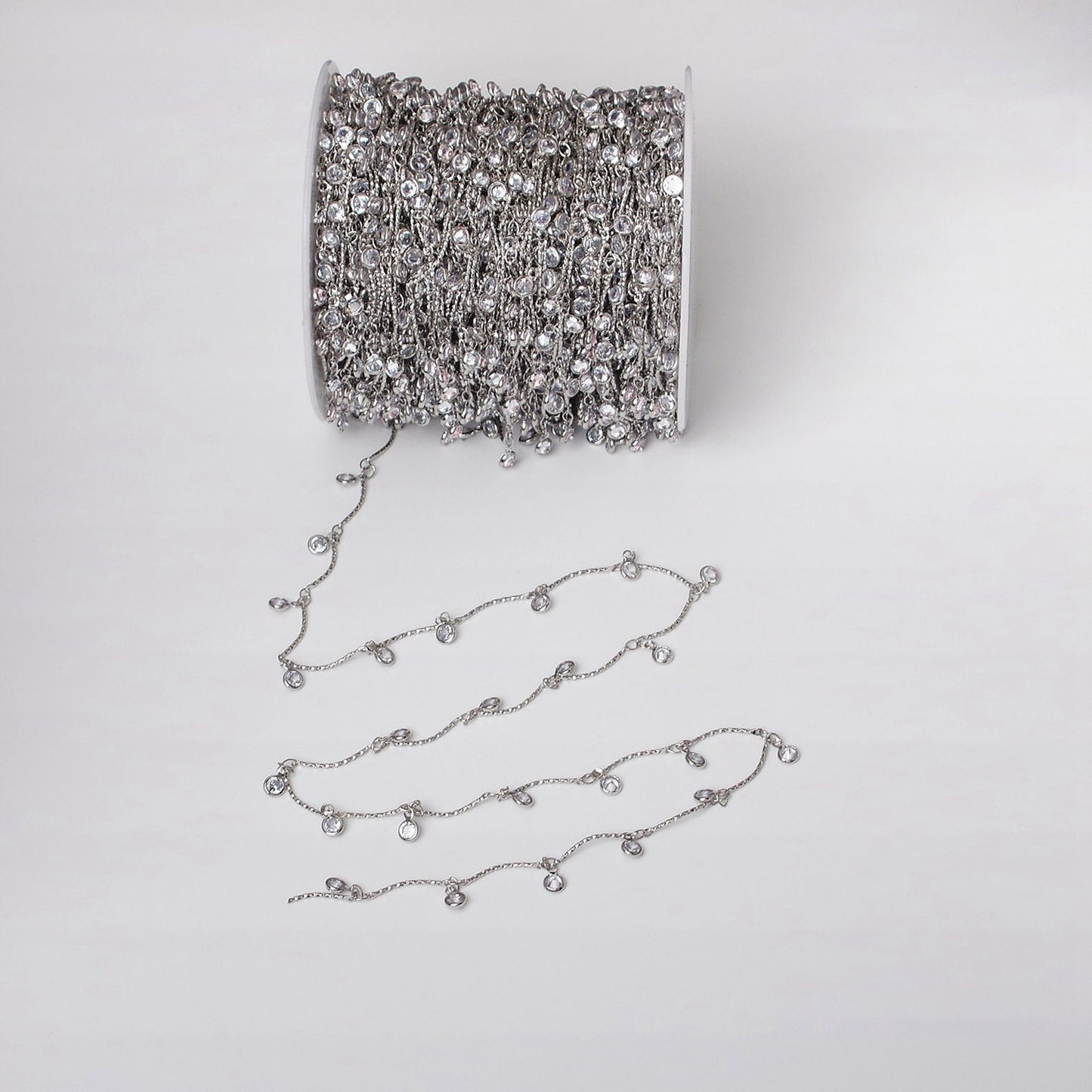 16K Gold Filled Clear Round Drop Textured Designed Unfinished Chain in Gold & Silver Wholesale Bulk Chain | ROLL-1363 ROLL-1364