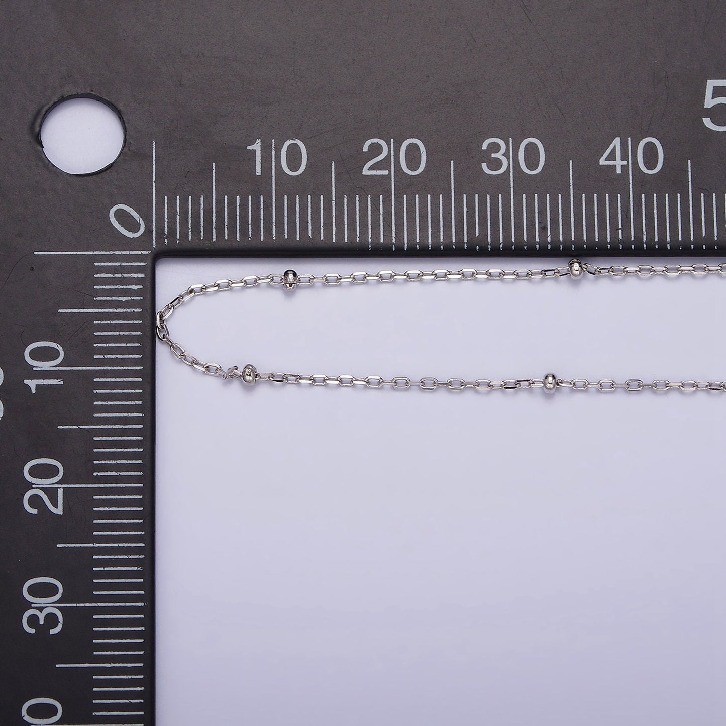 Ready to Use Satellite Ball Beaded Necklace Chain, Layer Dainty s925 Sterling Silver Necklace 15.35 inch + 2 inch extender WA-1971
