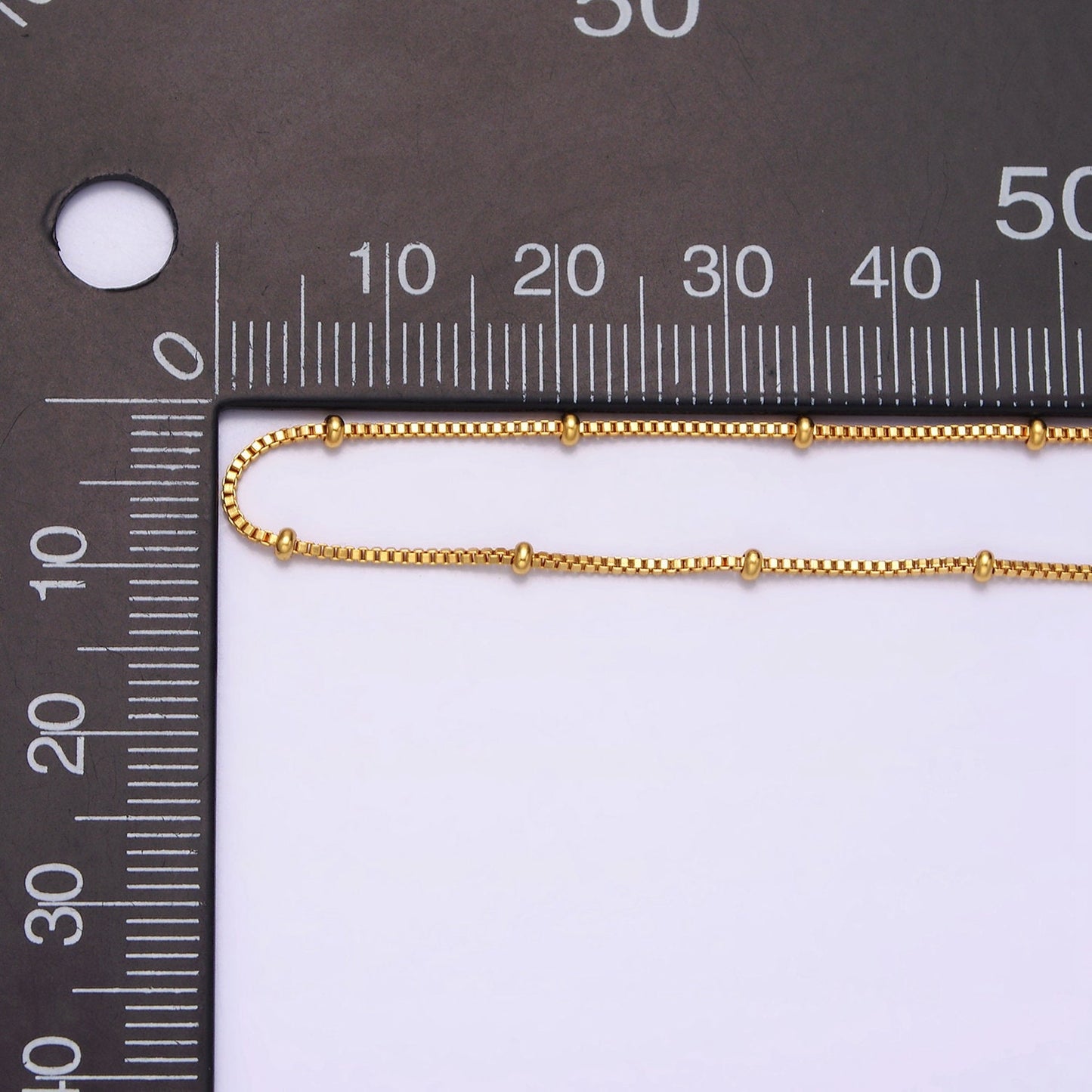 24K Gold Filled 0.8mm Dainty Satellite Beaded Box Chain 18 Inch Layering Necklace | WA-1926