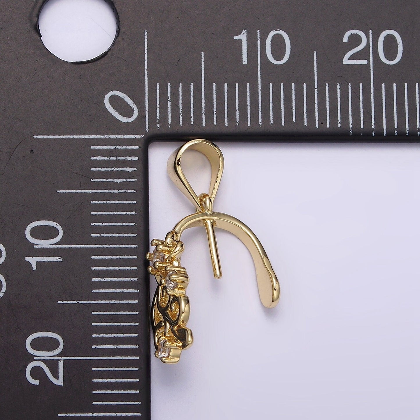 14K Gold Filled Artisan Clear CZ Gemstone Bead Pearl Drill Pendant Holder Supply | AA635