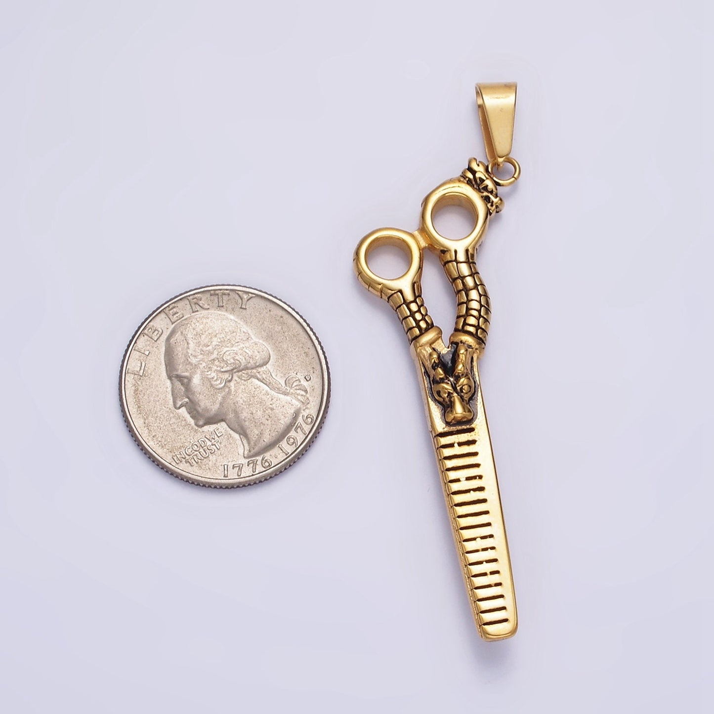 Stainless Steel Gold Black Silver Scissor Pendant Charm Big Scissor charm For Barber Men Jewelry Making Supply P-734