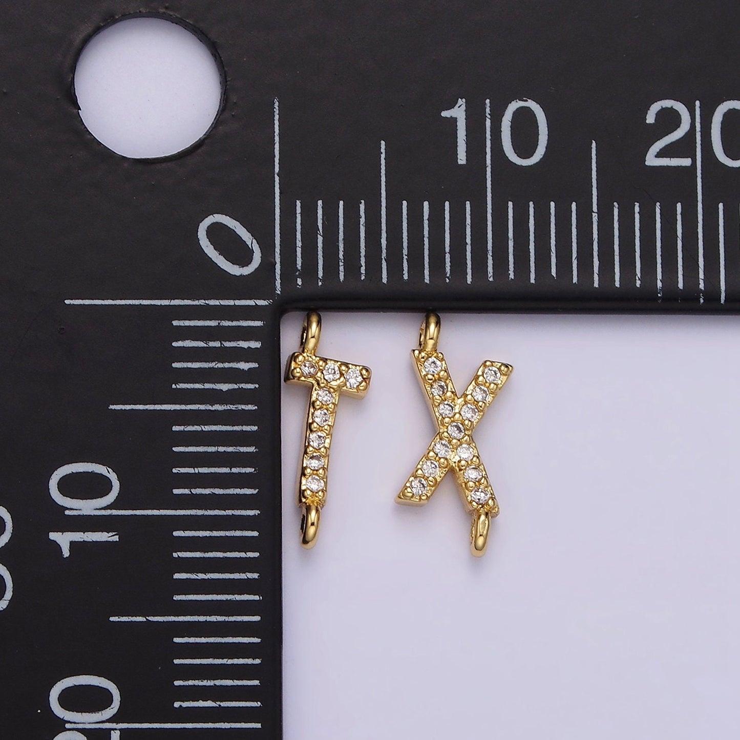 Dainty CZ Sideway Initial Charm Connector Gold Filled Letter Name Necklace Link Connector for Personalized Jewelry Supply Bracelet Necklace