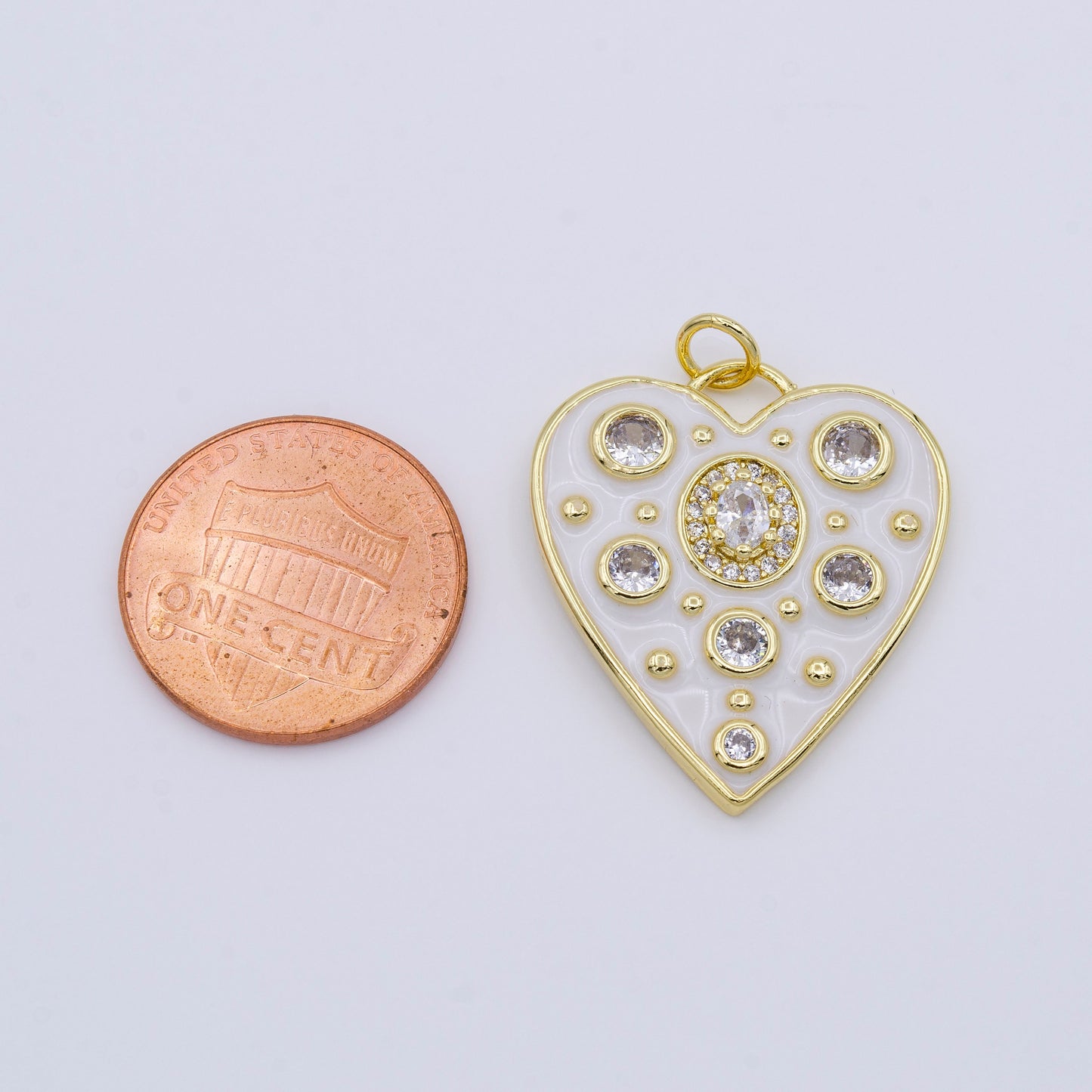 Dainty White Heart Gold Charm, Bubble Charm, Bubble Pendant, Enamel Love Charm Color Jewelry 14k Gold Filled AC976
