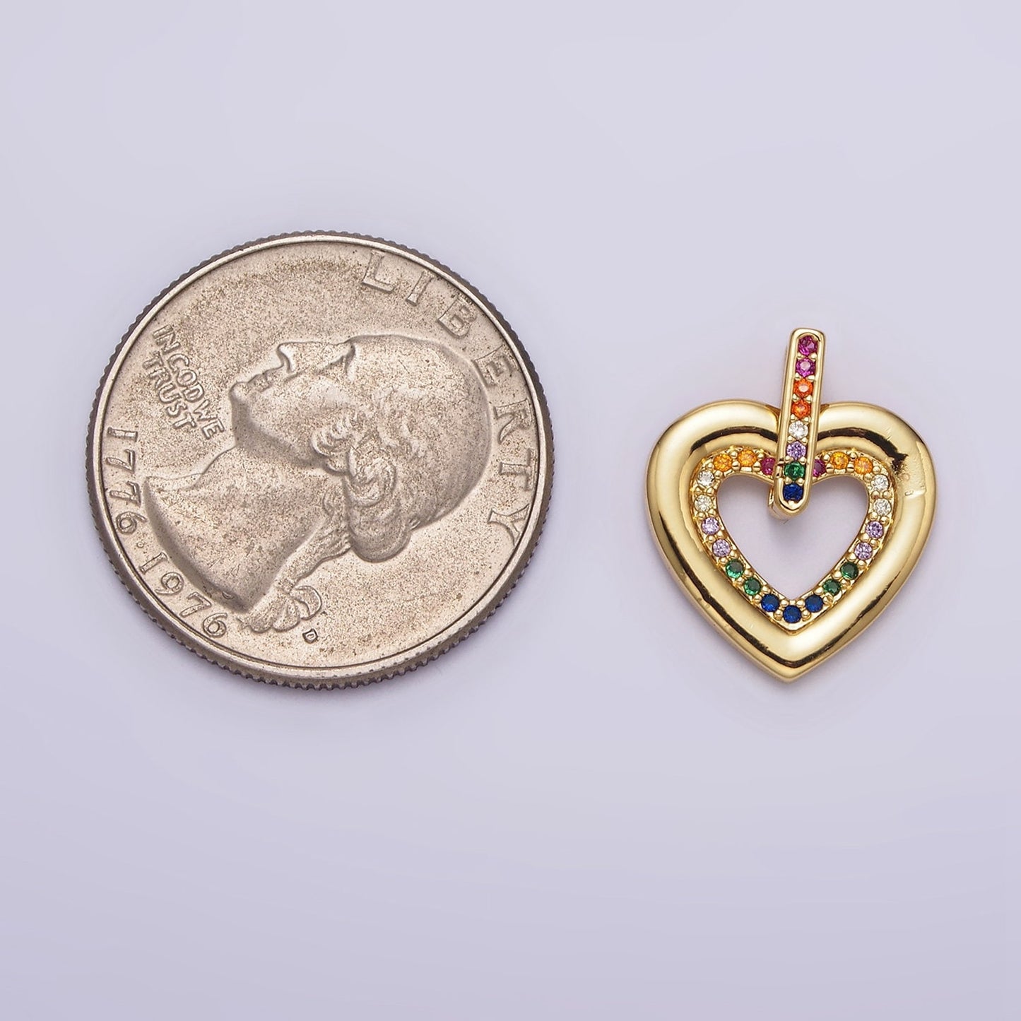 14K Gold Filled Dainty Multi Color CZ Gold Love Heart Charm Necklace, Love Jewelry for Personalized Necklace Bracelet Pendant | AA-613