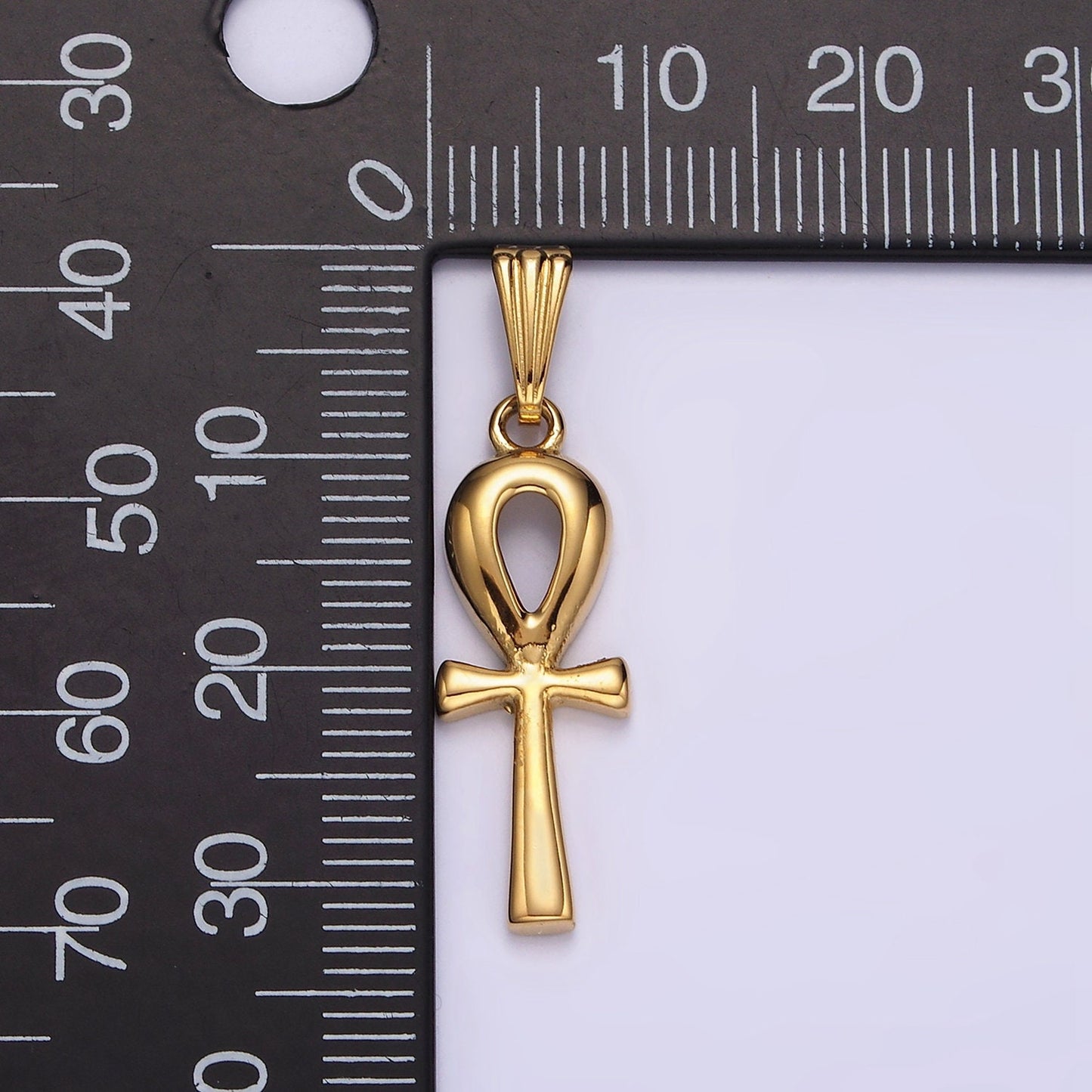 Stainless Steel 30mm Egyptian Ankh Cross Pendant in Silver & Gold | P767