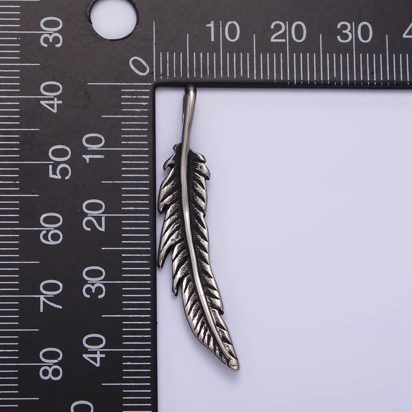 Stainless Steel 43.3mm Curved Natural Plant Leaf Double Sided Pendant | P764