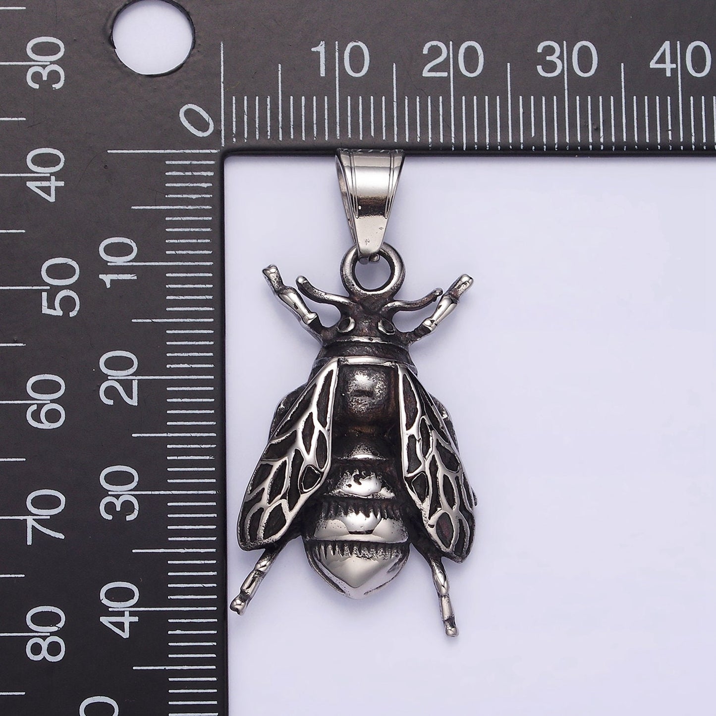 Stainless Steel 42mm Beetle Moth Wings Flies Fly Insect Pendant | P778