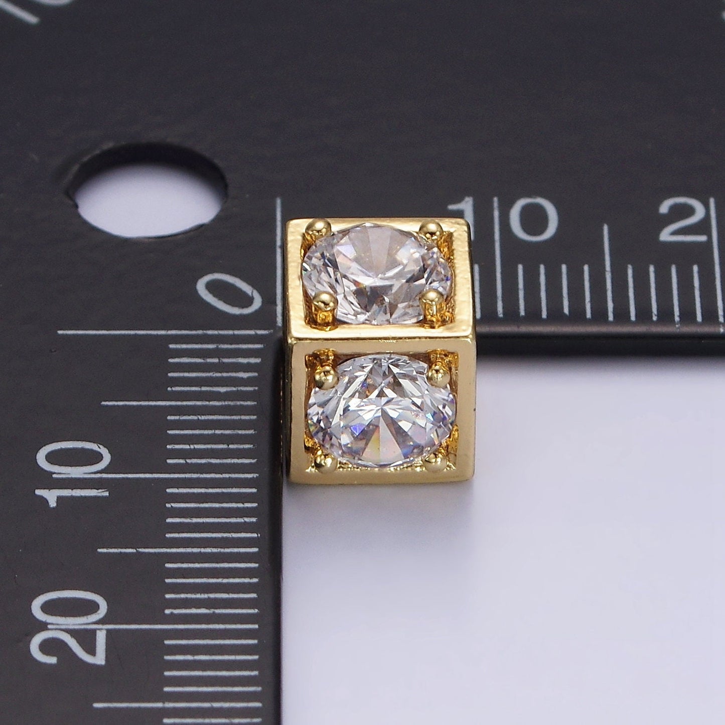 14K Gold Filled Clear CZ Micro Paved Open Heart Bead | B796