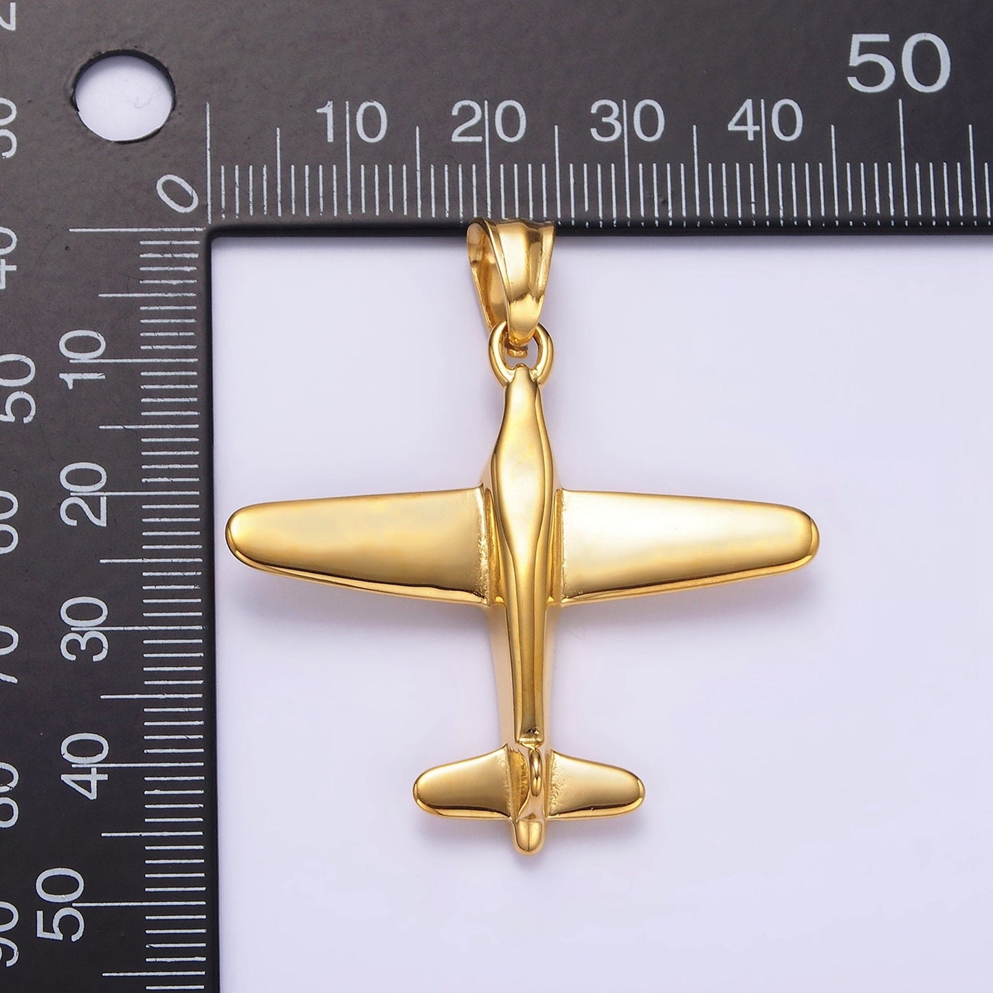 Gold Airplane Charm Stainless Steel Plane Pendant Jewelry P781