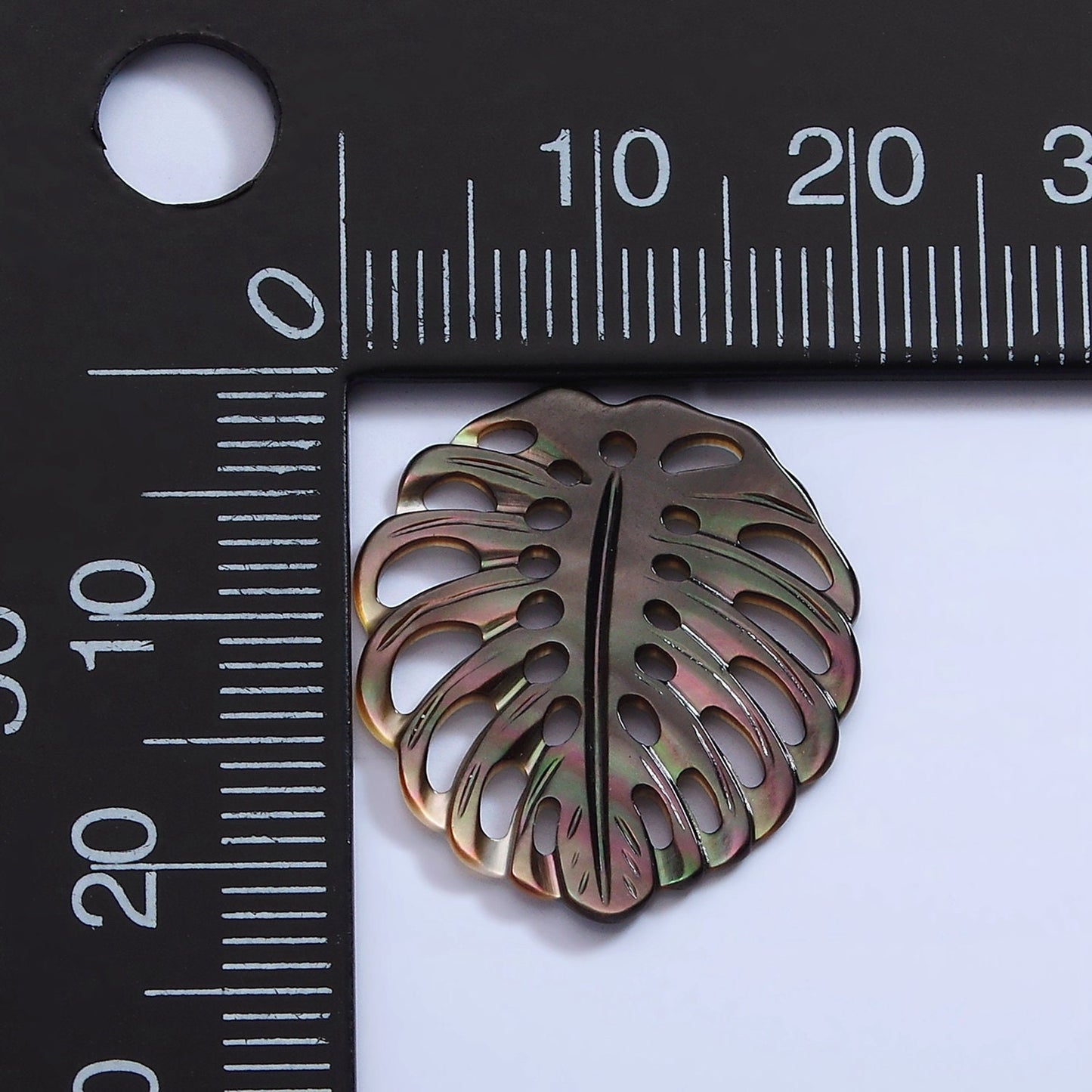 1x Dainty Black Abalone Monstera Leaf Pendants Carved Leaf Pendants for Statement Jewelry Necklace 20mm x 23mm