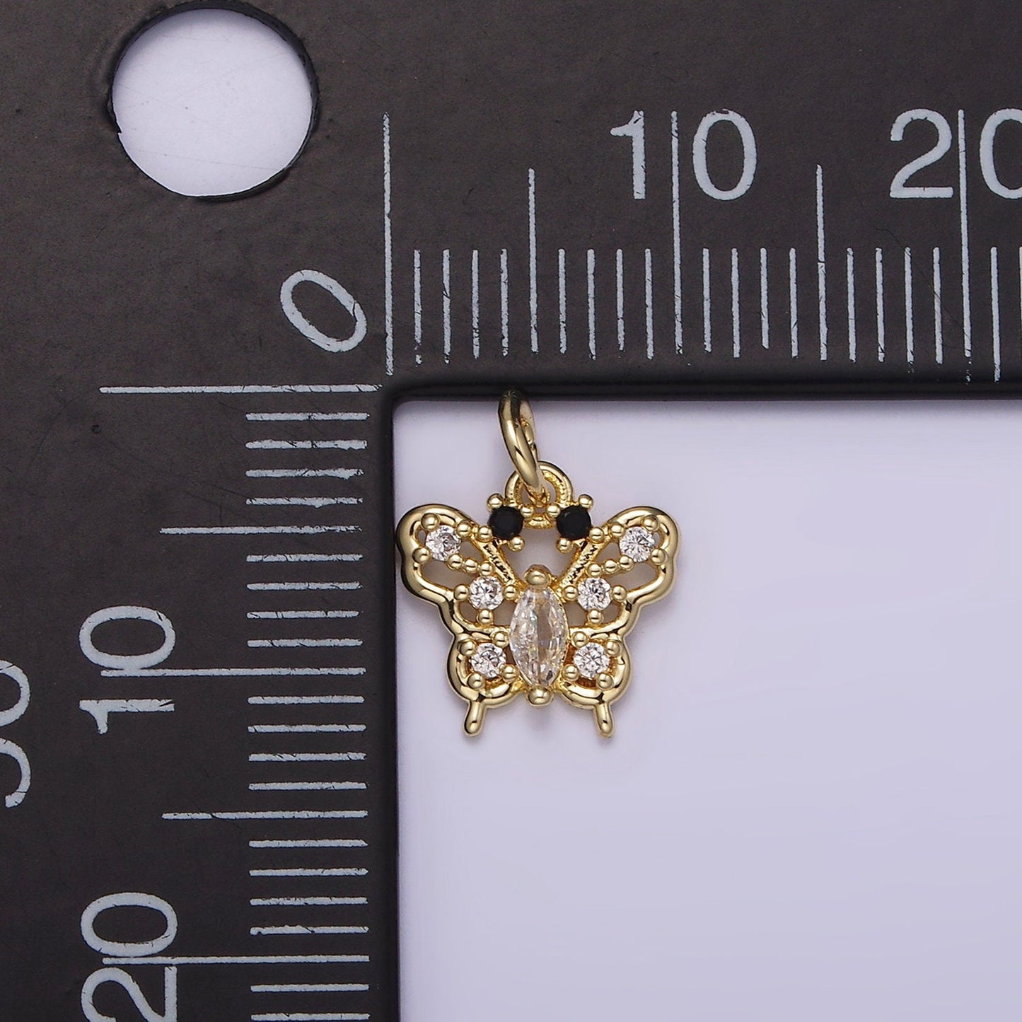 Tiny Butterfly Charm with Black Eye Cz Mariposa Charm Mini Monarch Pendant Insect Lover for Minimalist jewelry AG-241