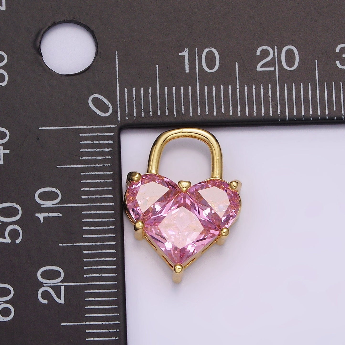 14K Gold Filled Pink Pixelated Heart Locket Charm in Gold & Silver | AG286 AG287