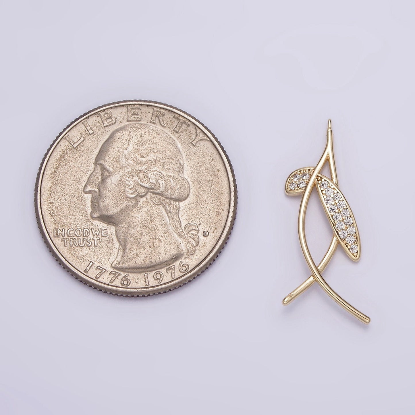 14K Gold Filled Mini Micro Paved Clear CZ Hang Fish Gold Charm | AG-154