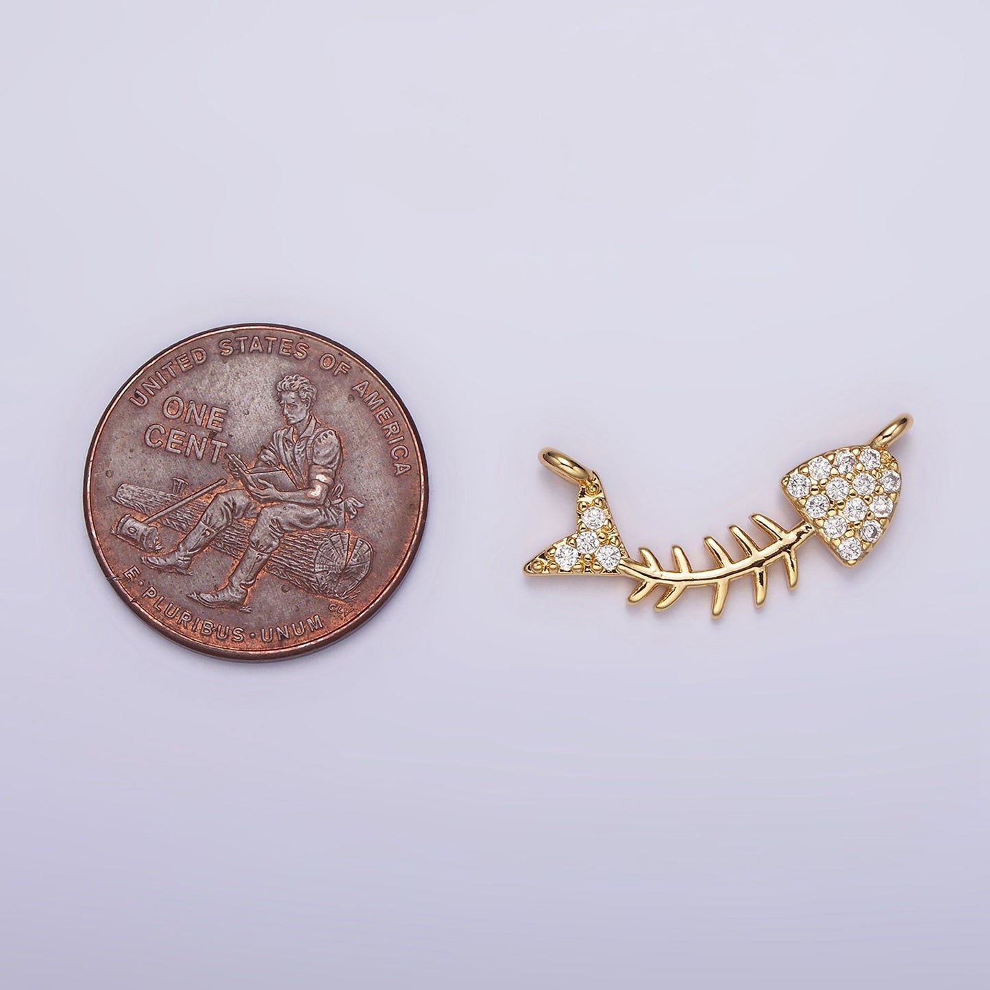 16K Gold Filled Fish Bone Micro Paved CZ Curved Connector | G-031