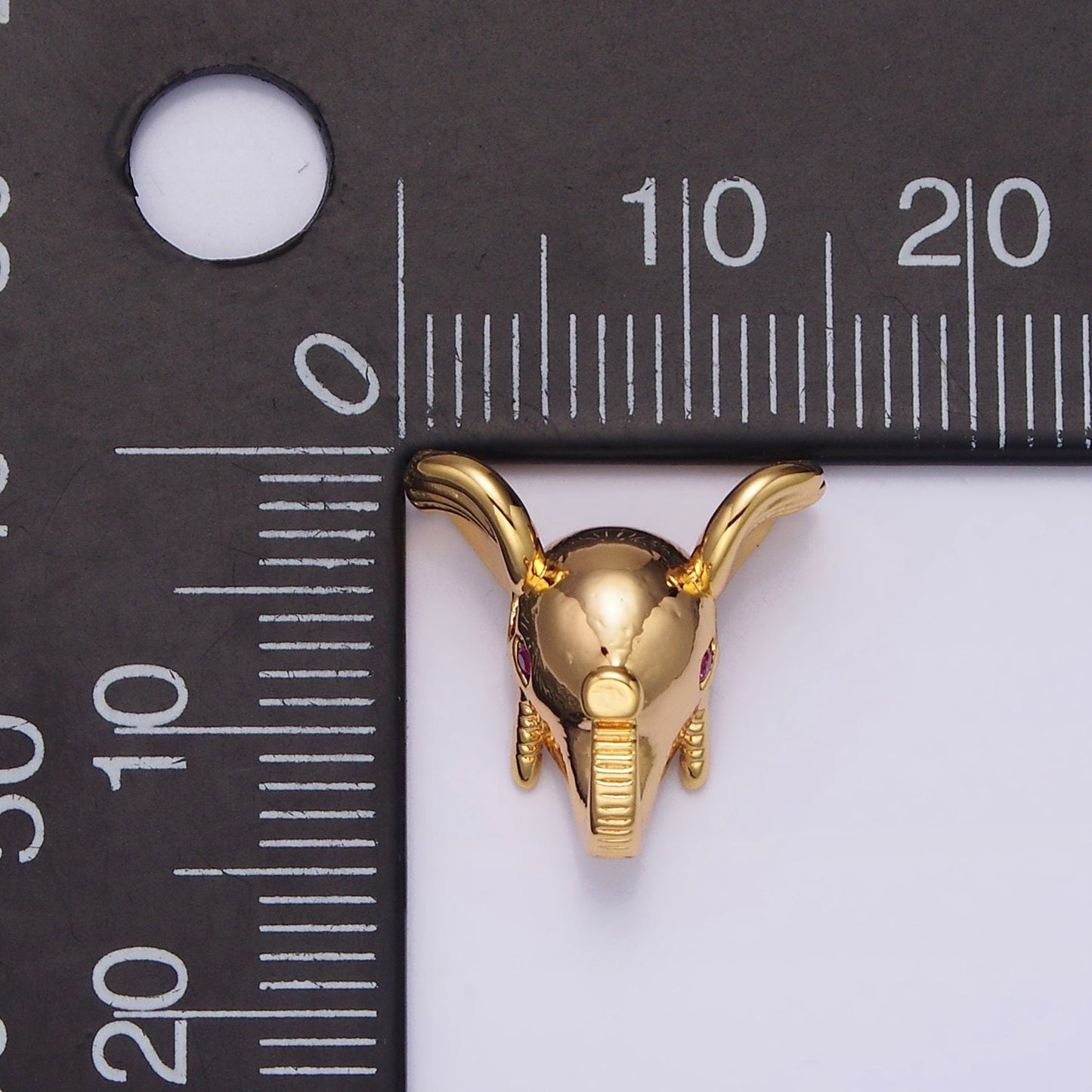 16K Gold Filled Fuchsia CZ Eyed Elephant Jungle Animal Bead Spacer | B782