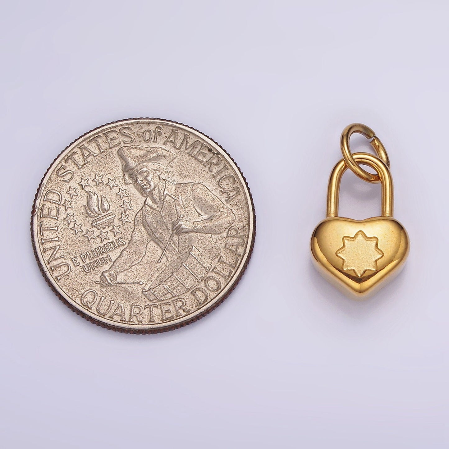 Stainless Steel Celestial Star Heart Padlock Minimalist Charm | P666