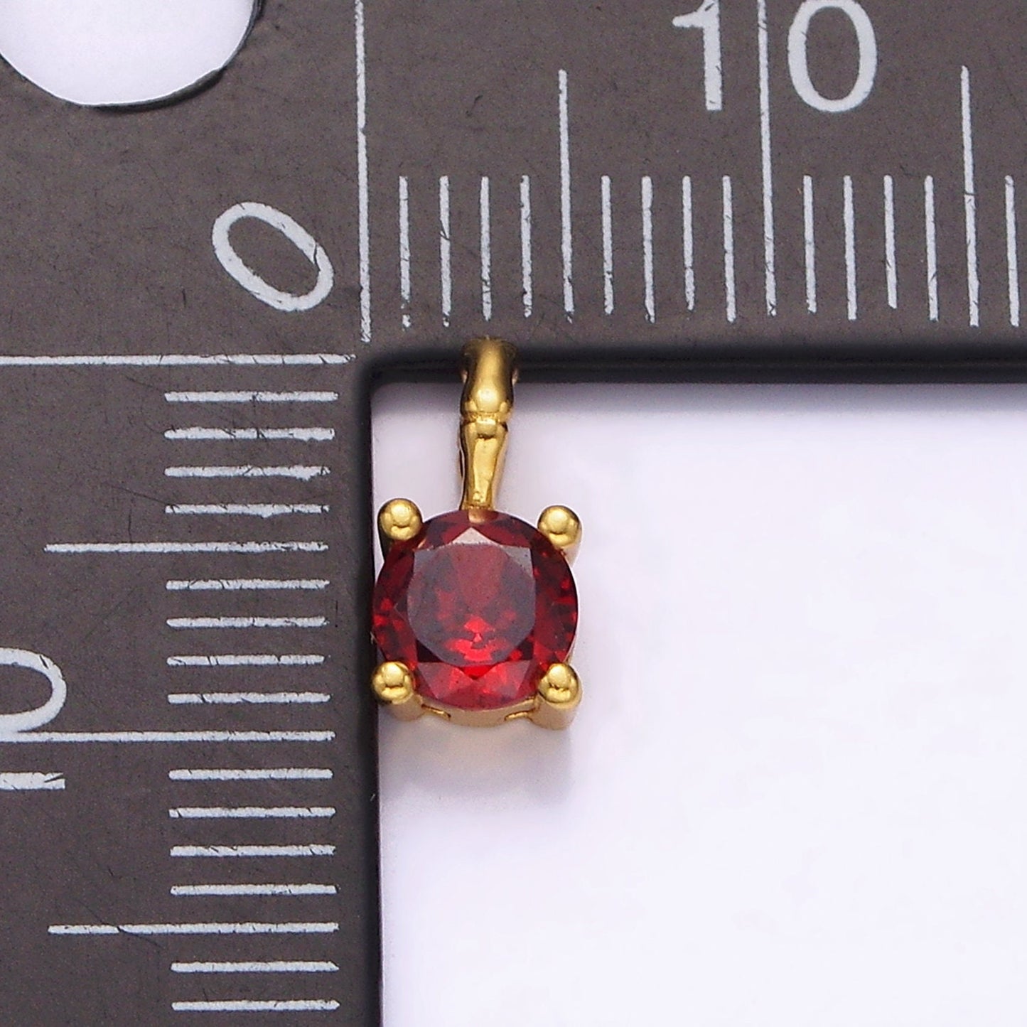 Dainty Gold Vermeil Cubic Zirconia CZ Birthstone Bamboo Bail Personalized Charm in Gold | AG160 - AG171