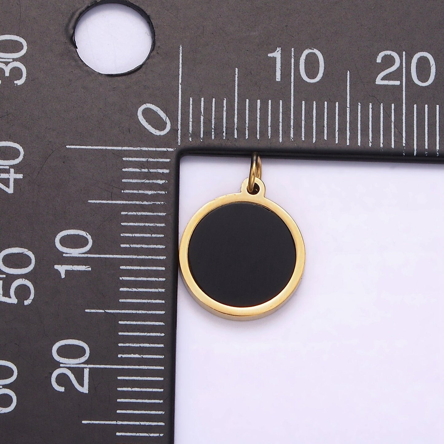 Stainless Steel 10mm Black Bezel Minimalist Charm for Men Jewelry Unisex Pendant for Necklace Bracelet | P1238