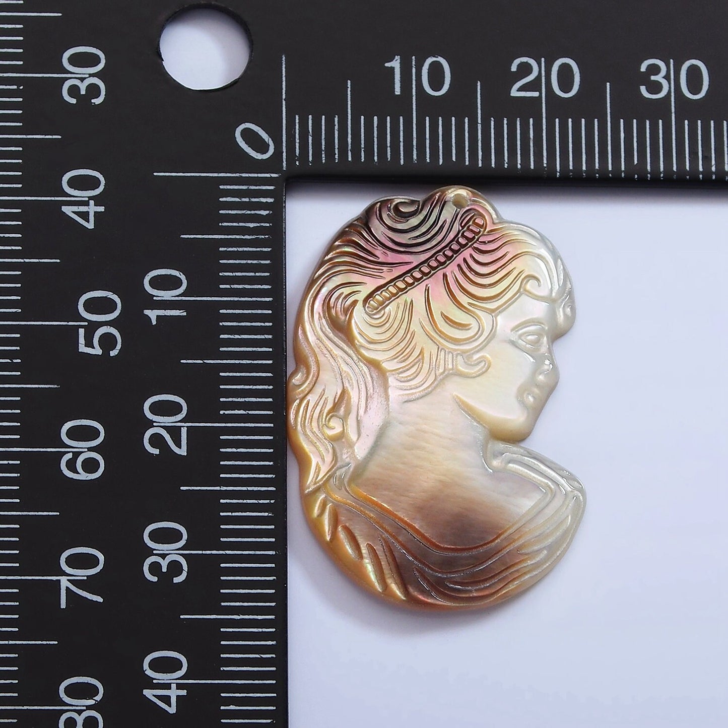 1x MOP Pearl Cameo Pendants, White Fresh Water Pearl Princess Charm Mermaid Beach Inspired for Necklace Earring Supply 35x23mm