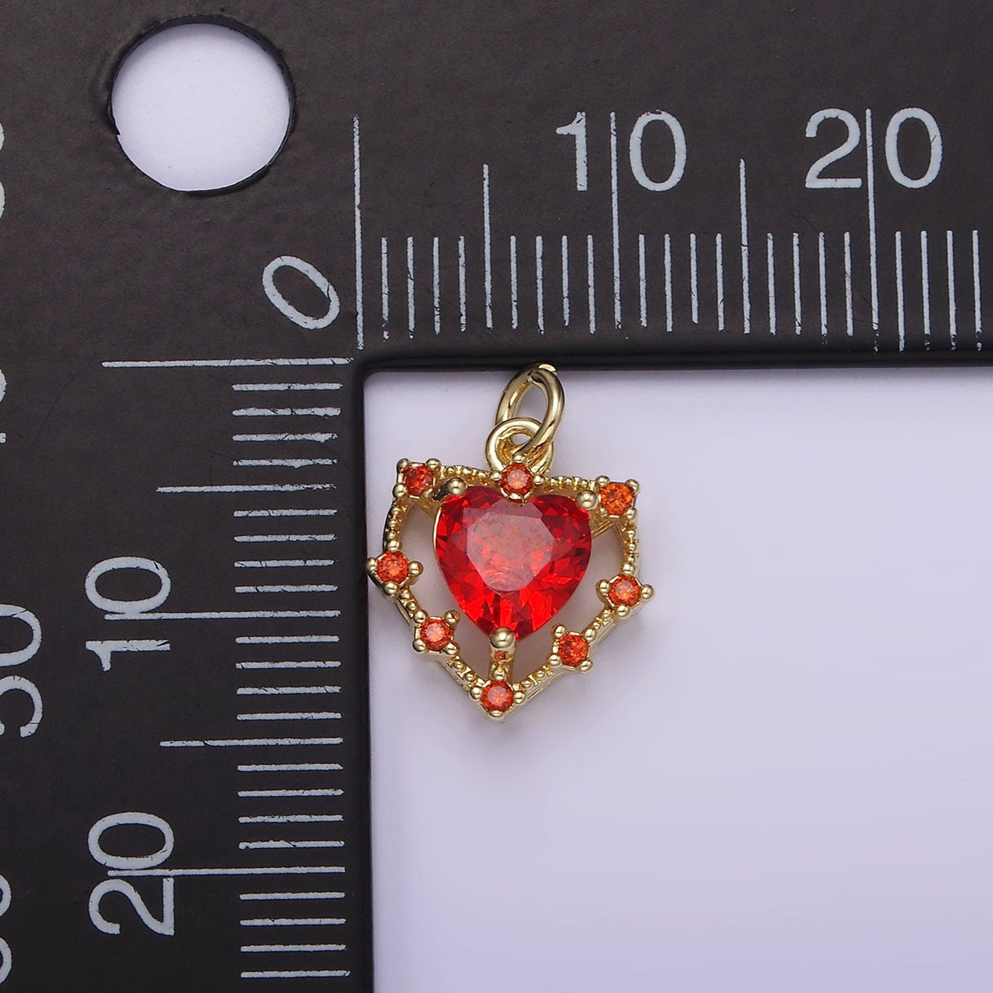 Tiny 14k Gold Filled Heart Charms, Love Pendant, Dainty Red Color Cz Heart Charm for Minimalist Bracelet Earring Necklace supply AG-207