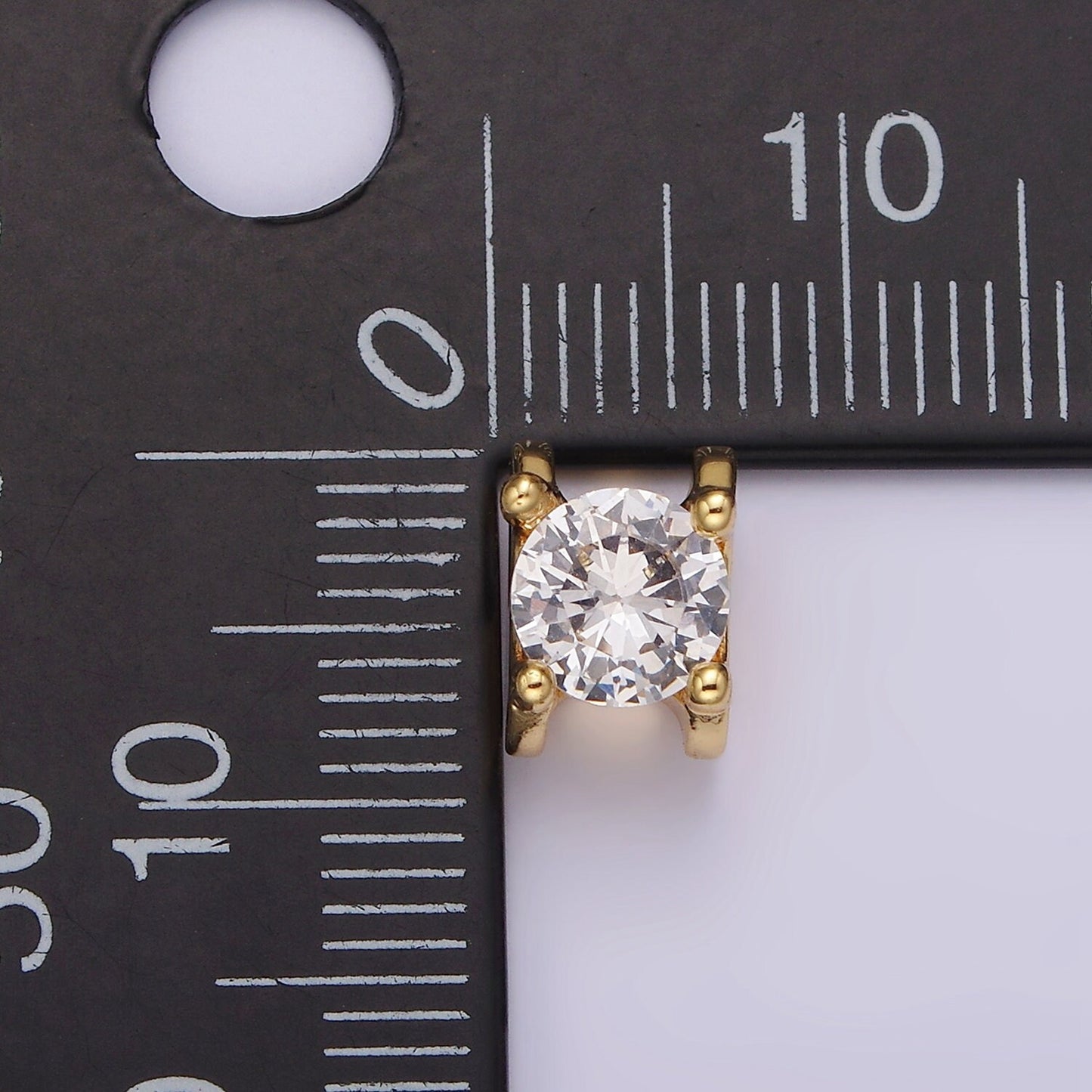 14K Gold Filled 9mm Clear CZ Round Claw Bead | B841