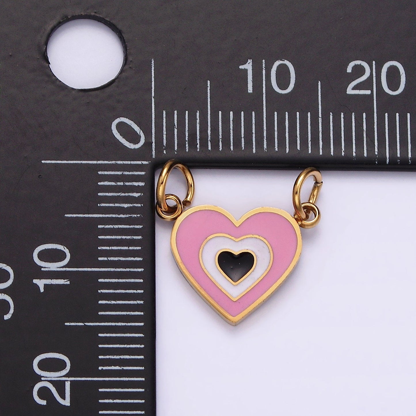 Stainless Steel 10mm Pink Heart Connector in Gold & Silver | G891 G892