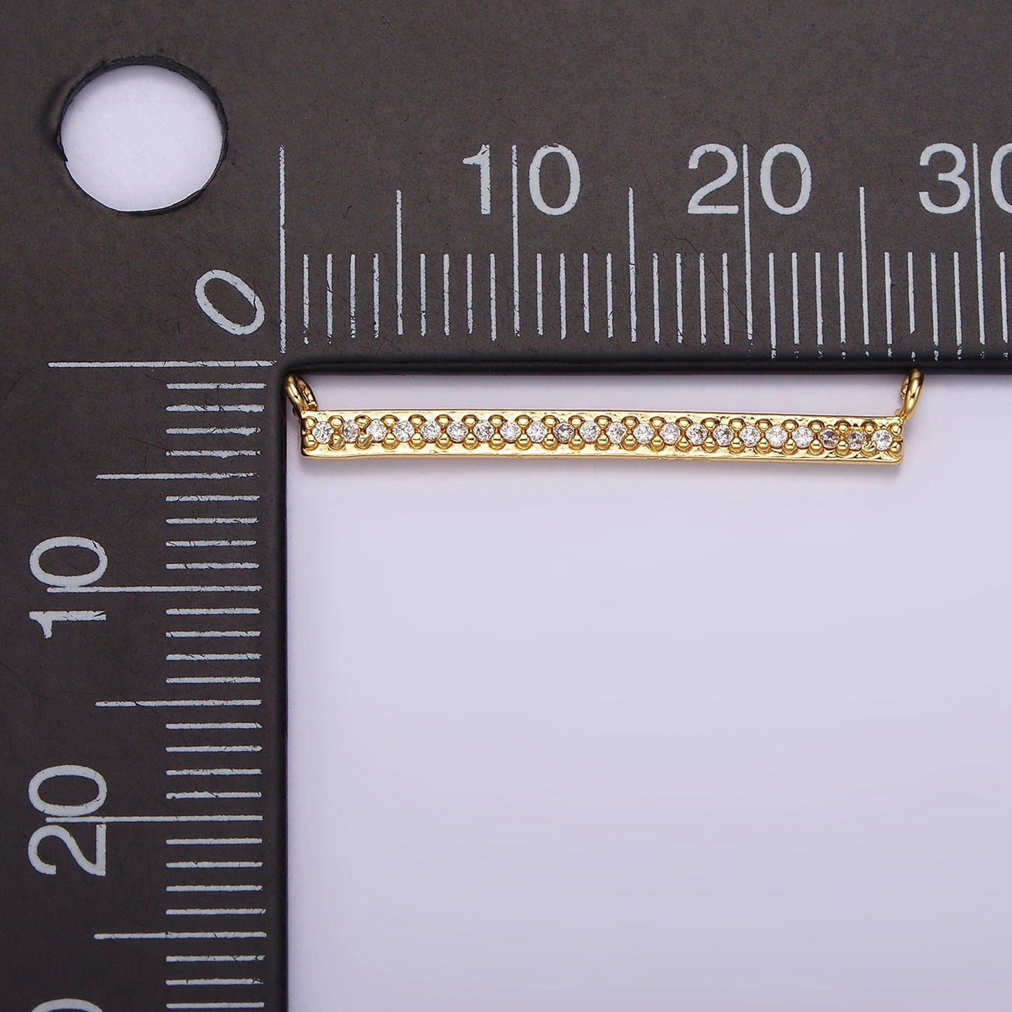 24K Gold Filled 28mm Clear Micro Paved CZ Rectangular Bar Connector | G804