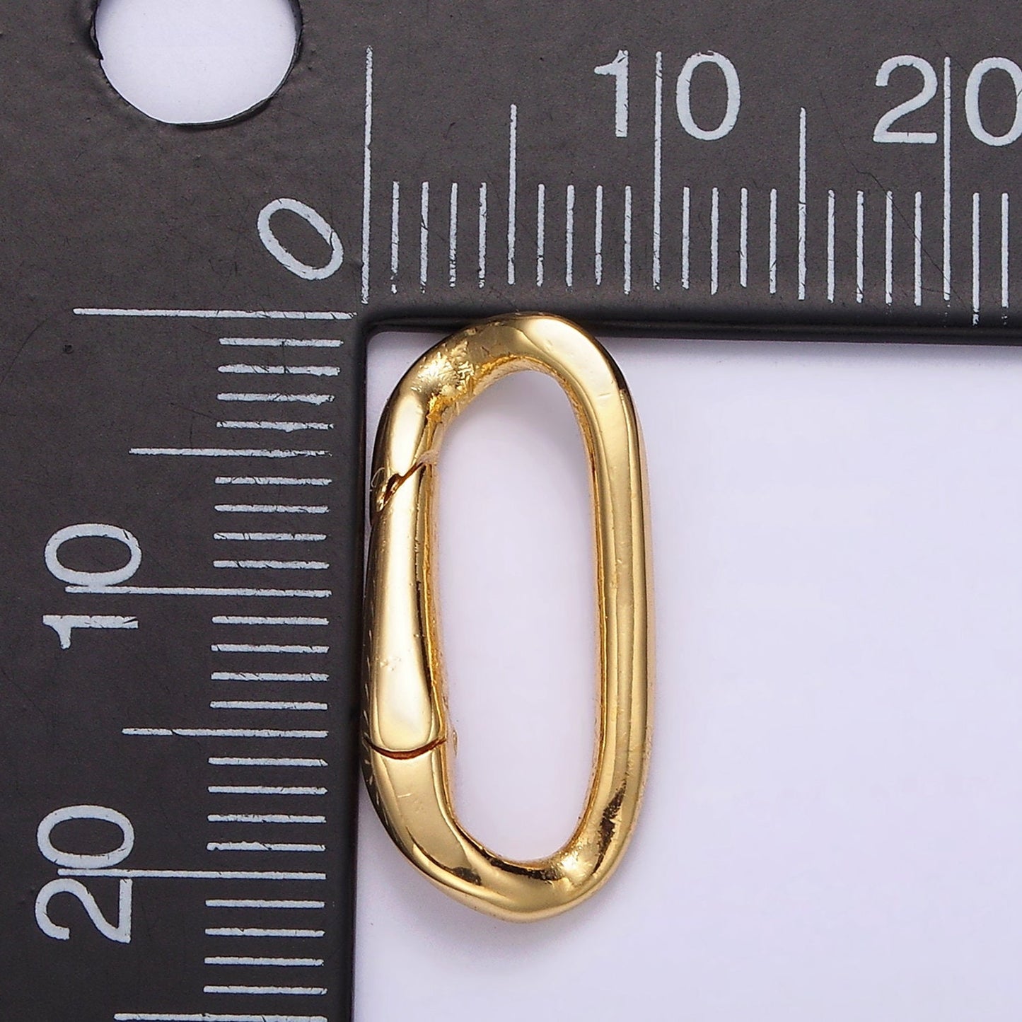 24K Gold Filled 21mm Edged Paperclip Oblong Push Spring Gate Minimalist Findings Supply | Z574