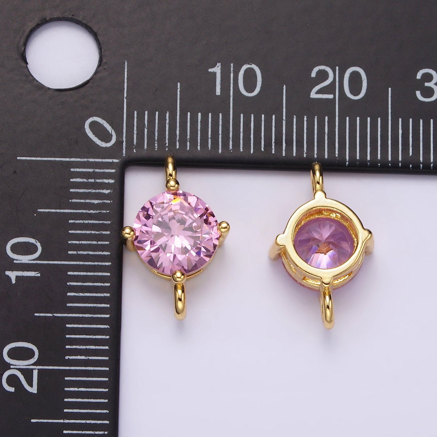 14K Gold Filled 10mm Round CZ Birth Month Personalized Connector | G157 - G169