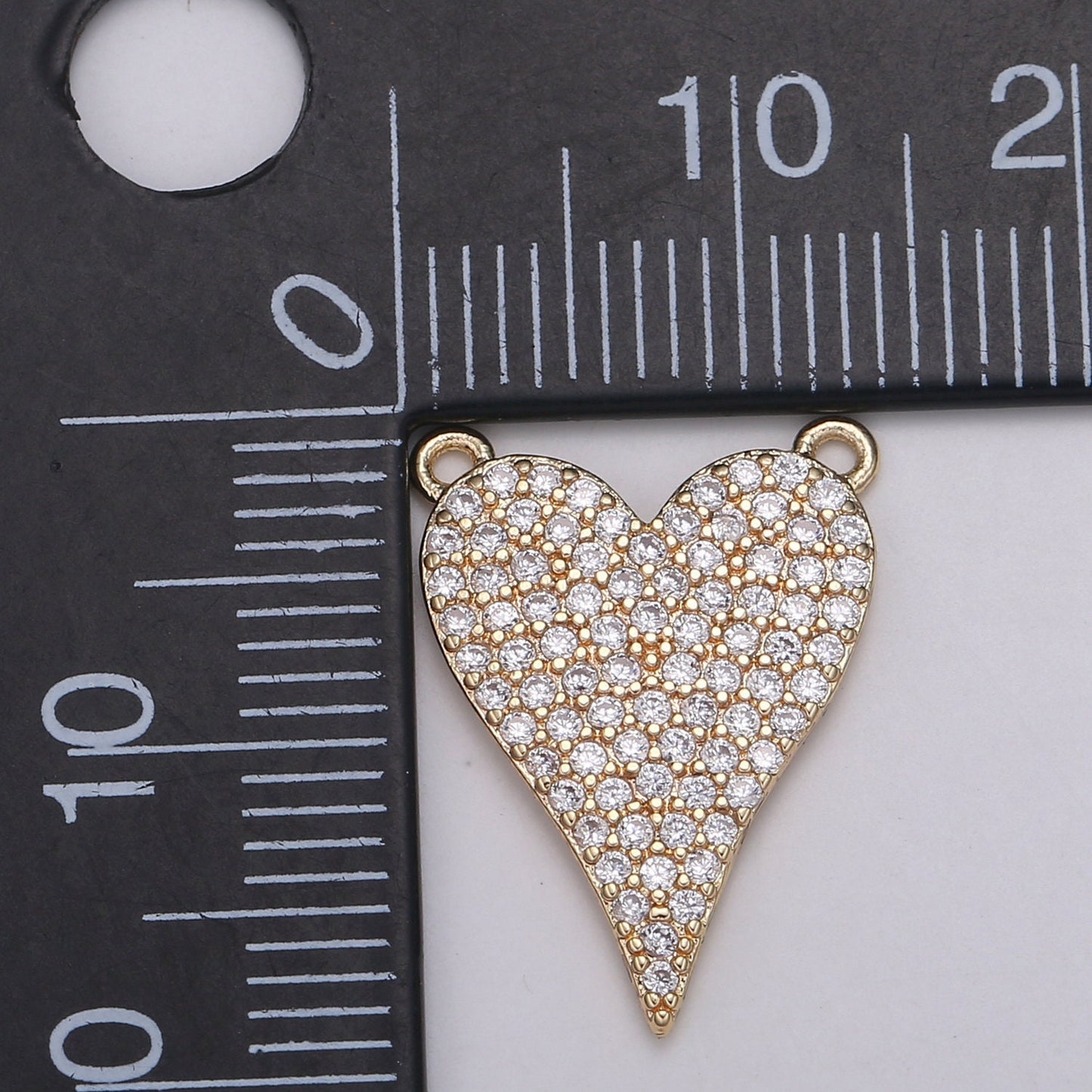 Dainty Gold Filled Heart Charm Pendant, Dangle Charm Necklace Link Connector Charms Lariat Jewelry Gold Micro pave F-572