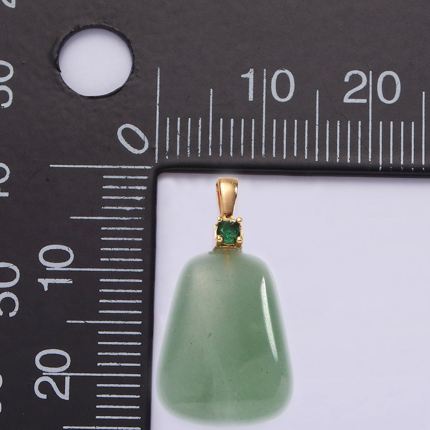 14K Gold Filled 30mm Aventurine, Clear Quartz, Amethyst, Rose Quartz CZ Bail Pendant | N2019 - N2025