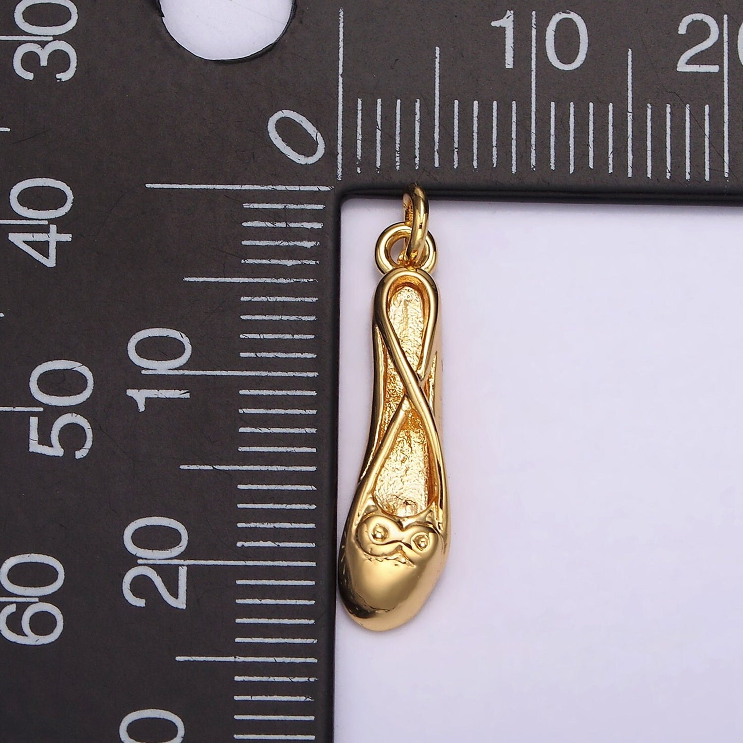 24K Gold Filled Ballet Dance Flat Shoes Charm | AC864