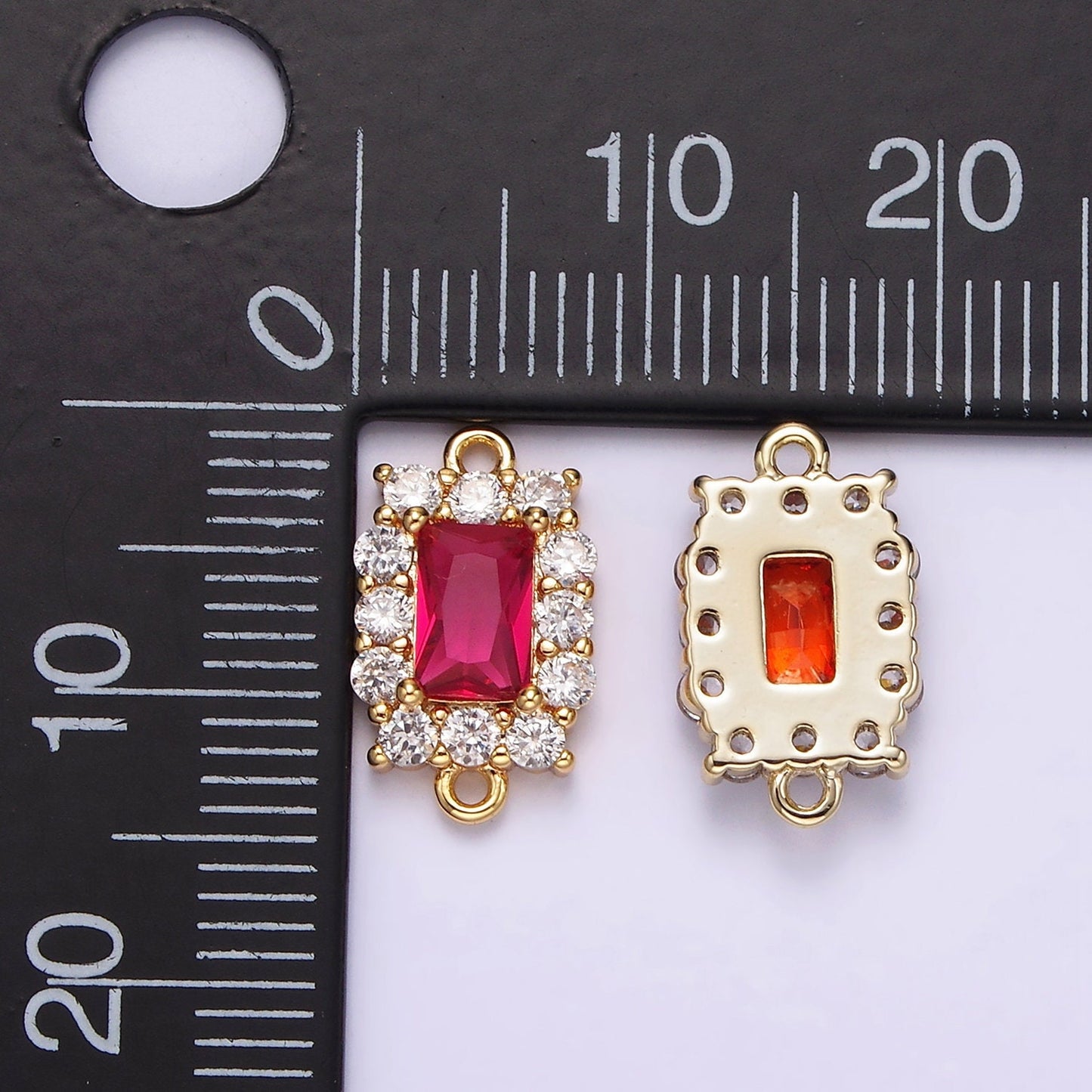 14K Gold Filled 8mm Baguette CZ Micro Paved Birth Month Personalized Connector | G129 - G142