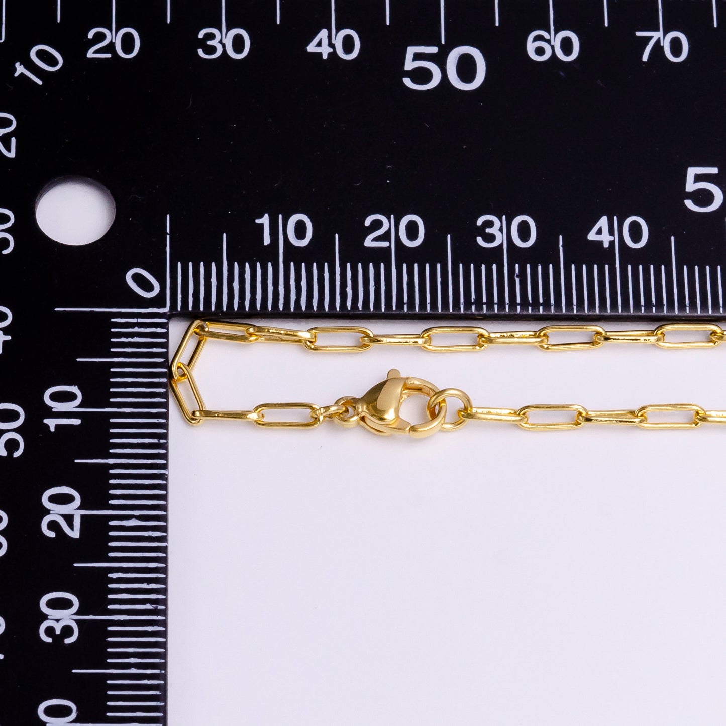 24K Gold Filled 2mm Paper Clip 17.75 Inch Layering Chain Necklace | WA1907