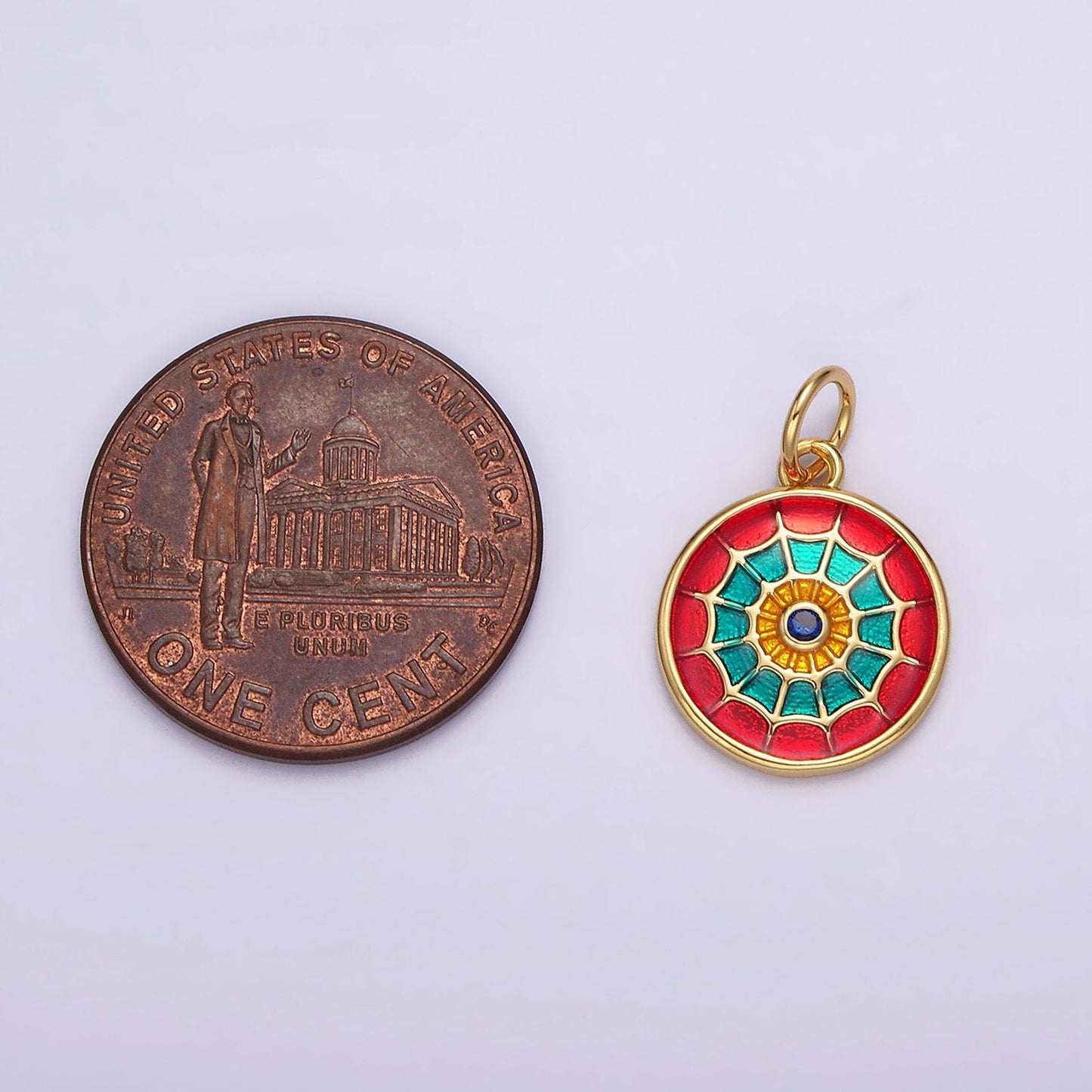 Red Enamel Small Spider Web Charm Insect Gold Blue Enamel Spyder Halloween Gothic Charm AG525