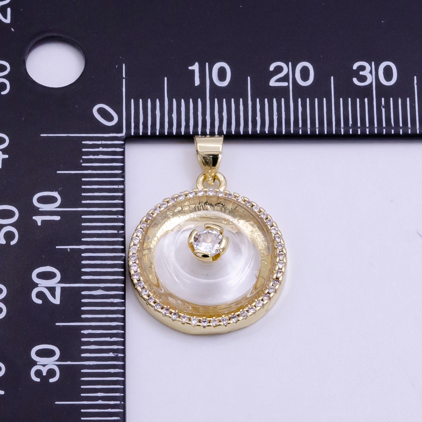 14K Gold Filled Mini Gemstone Donut Clear Quartz, Rose Quartz ,Amethyst Stone with Clear CZ Bezel Pendant Necklace Charm | AG355 AG356