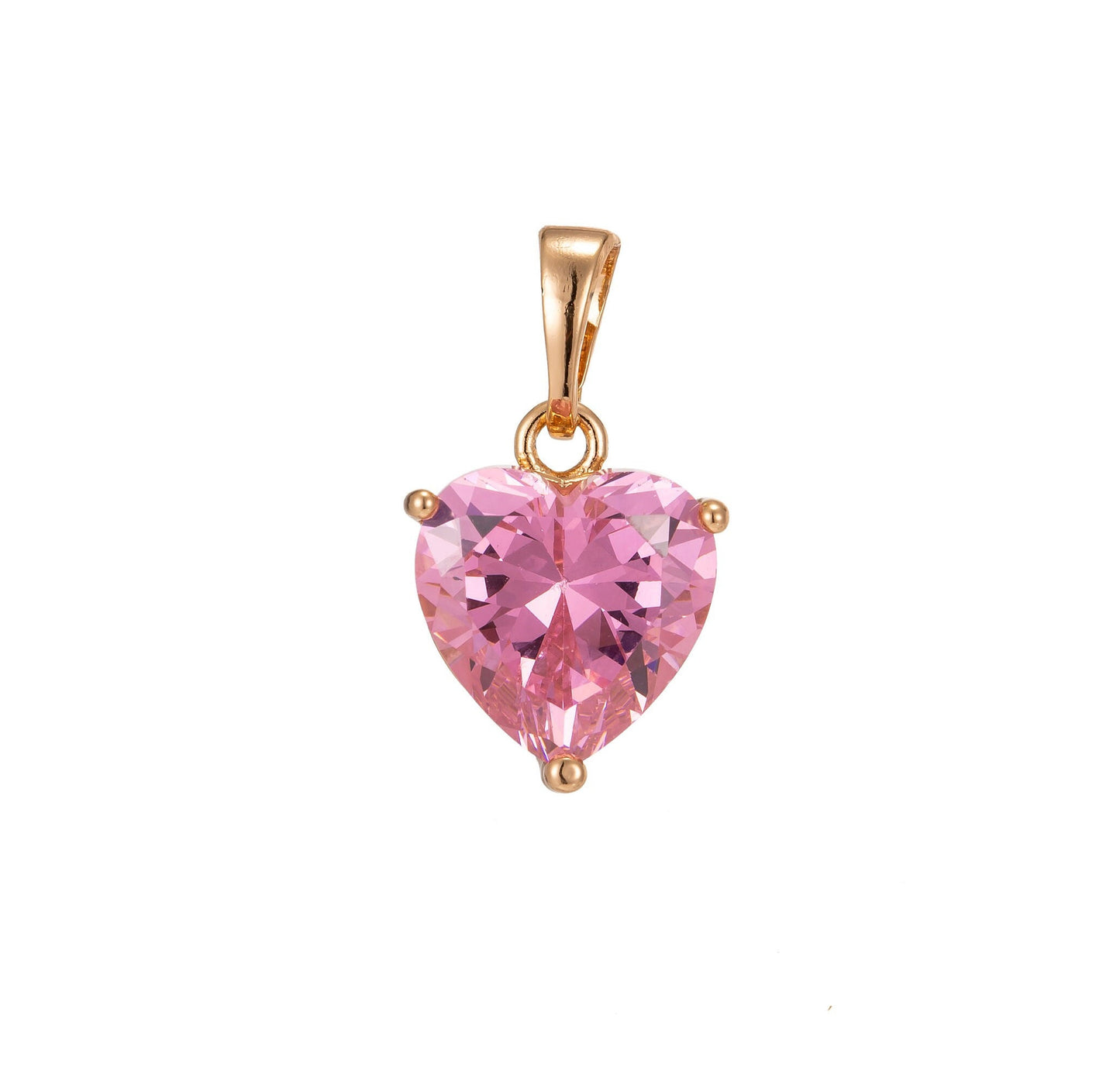 18x10mm Wholesale CZ Heart Gem Pendant w/ Rose Gold Frame, Blue, Green, Red or Pink Pendant for Necklace Bracelet Anklet Making J-163~J-166