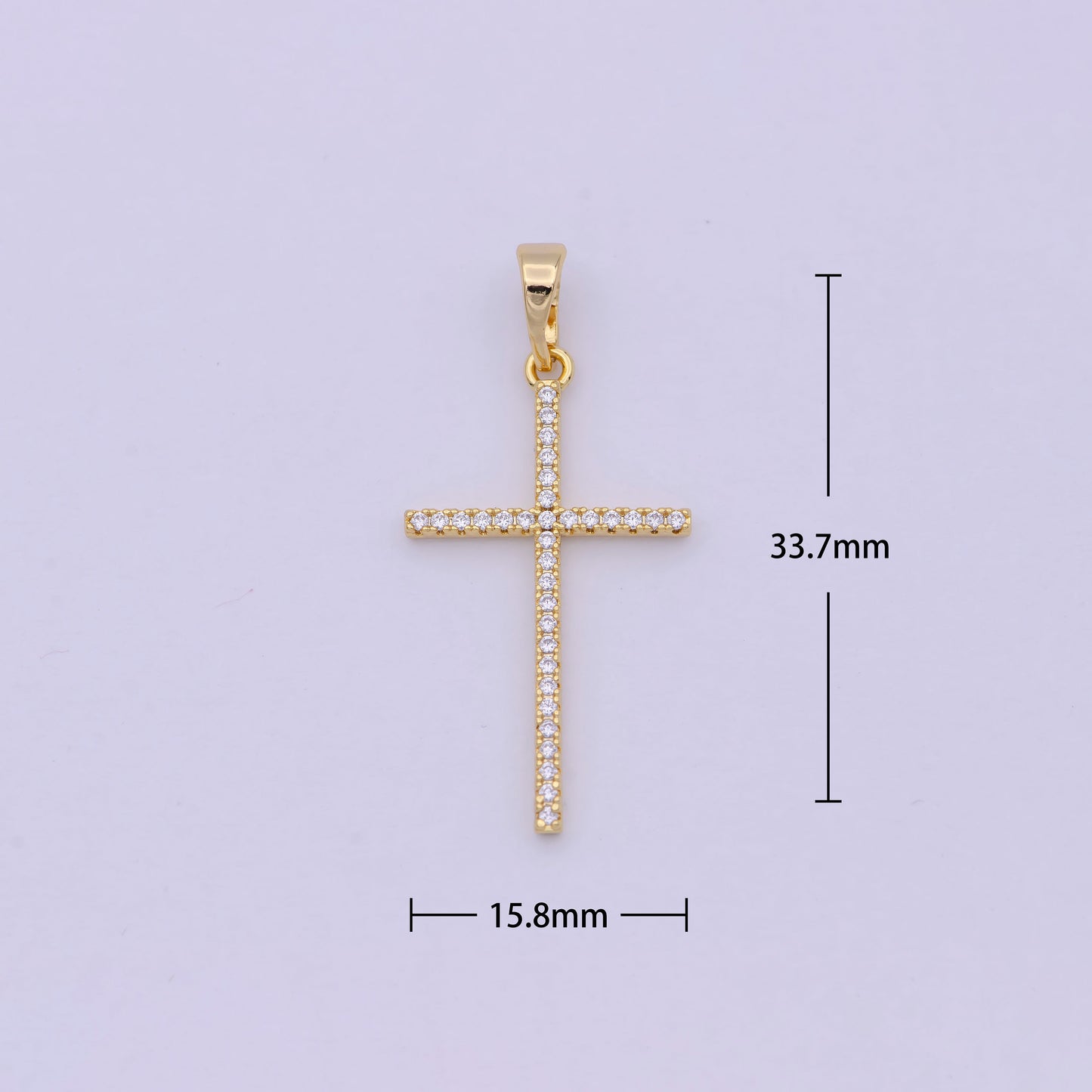 White, 14K Gold Filled Minimalist 34mm Micro Paved CZ Latin Religious Cross Pendant H-018 H-022 H-136 I-010