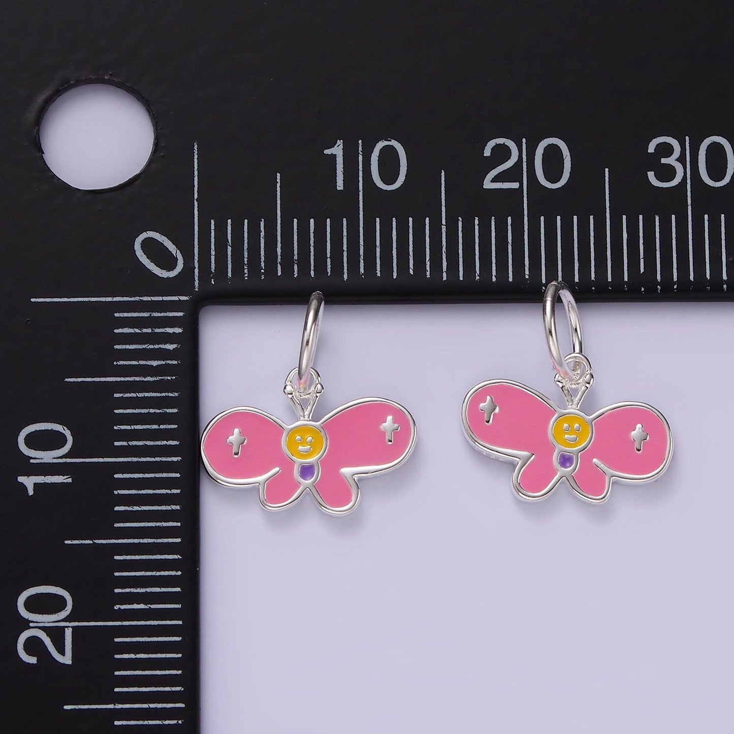 S925 Sterling Silver Pink Butterfly Multicolor Enamel Charm | SL-422