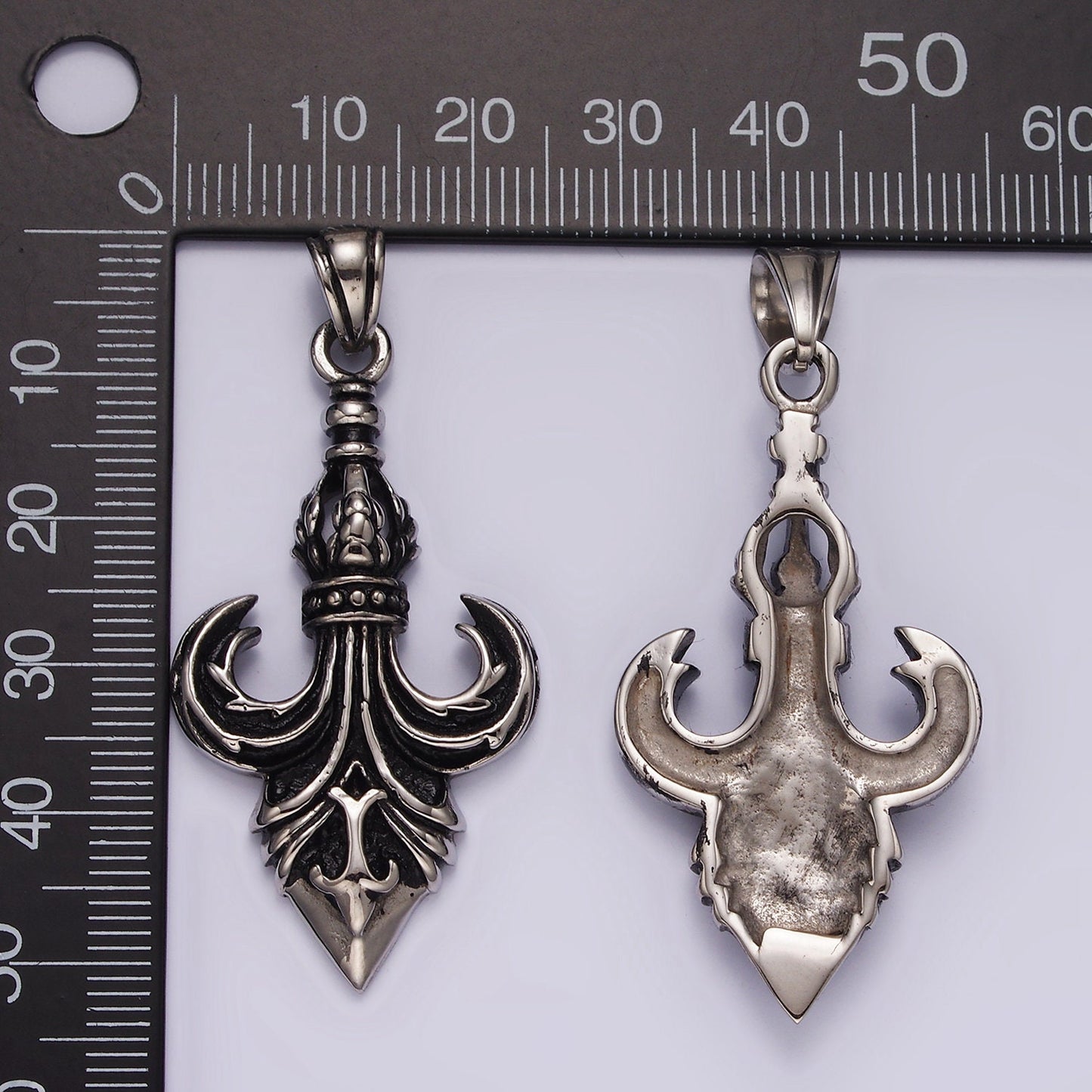 Stainless Steel 50mm Fleur de Lis French Artisan Pendant | P-875