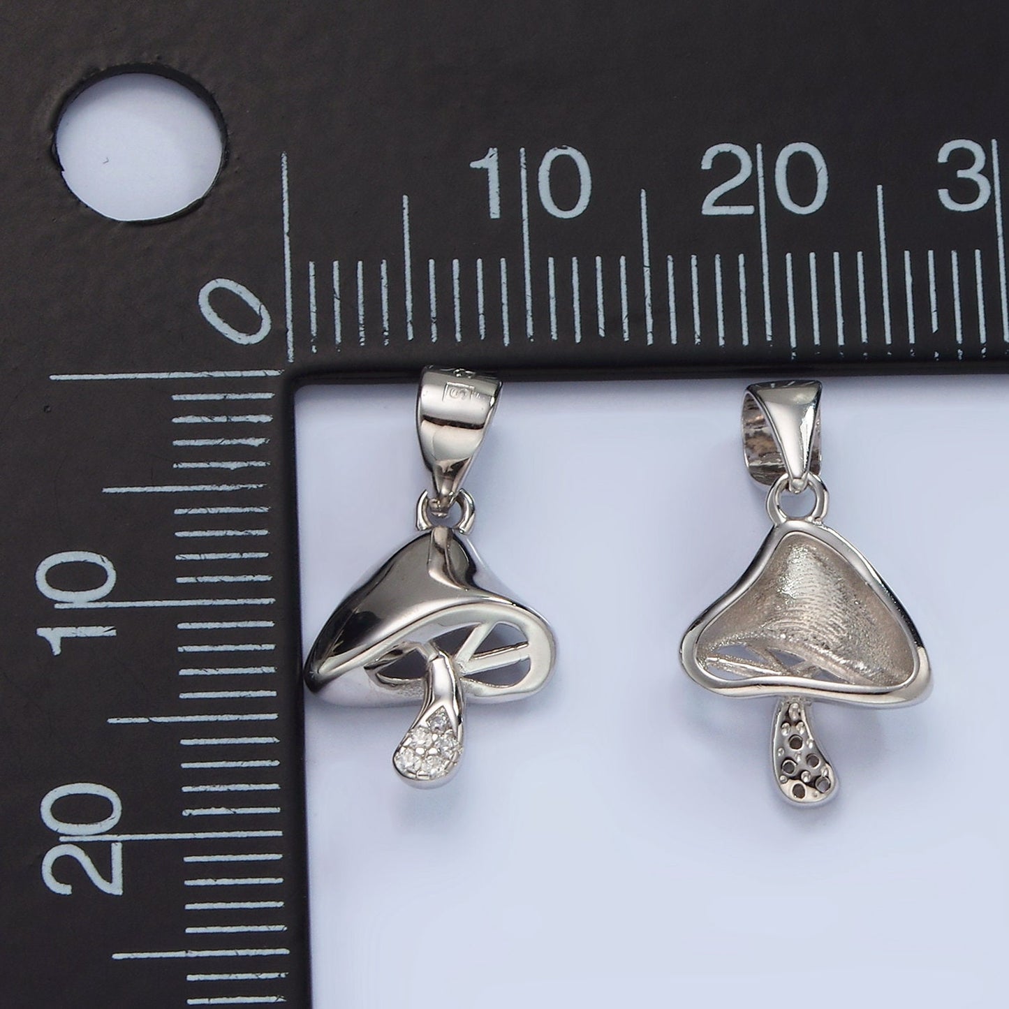 S925 Sterling Silver Micro Paved CZ Mushroom Plant Pendant | SL-454