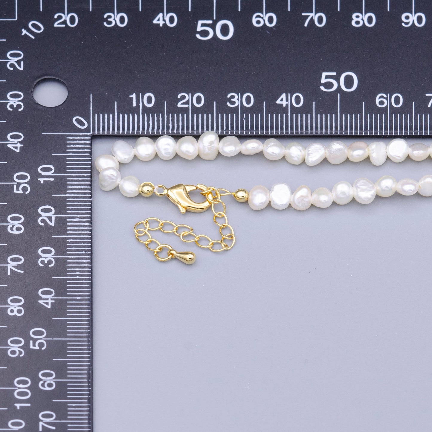 Handmade 5.2mm Natural Freshwater Pearl Choker Necklace 14.75 inch + 2 inch extender WA-1500
