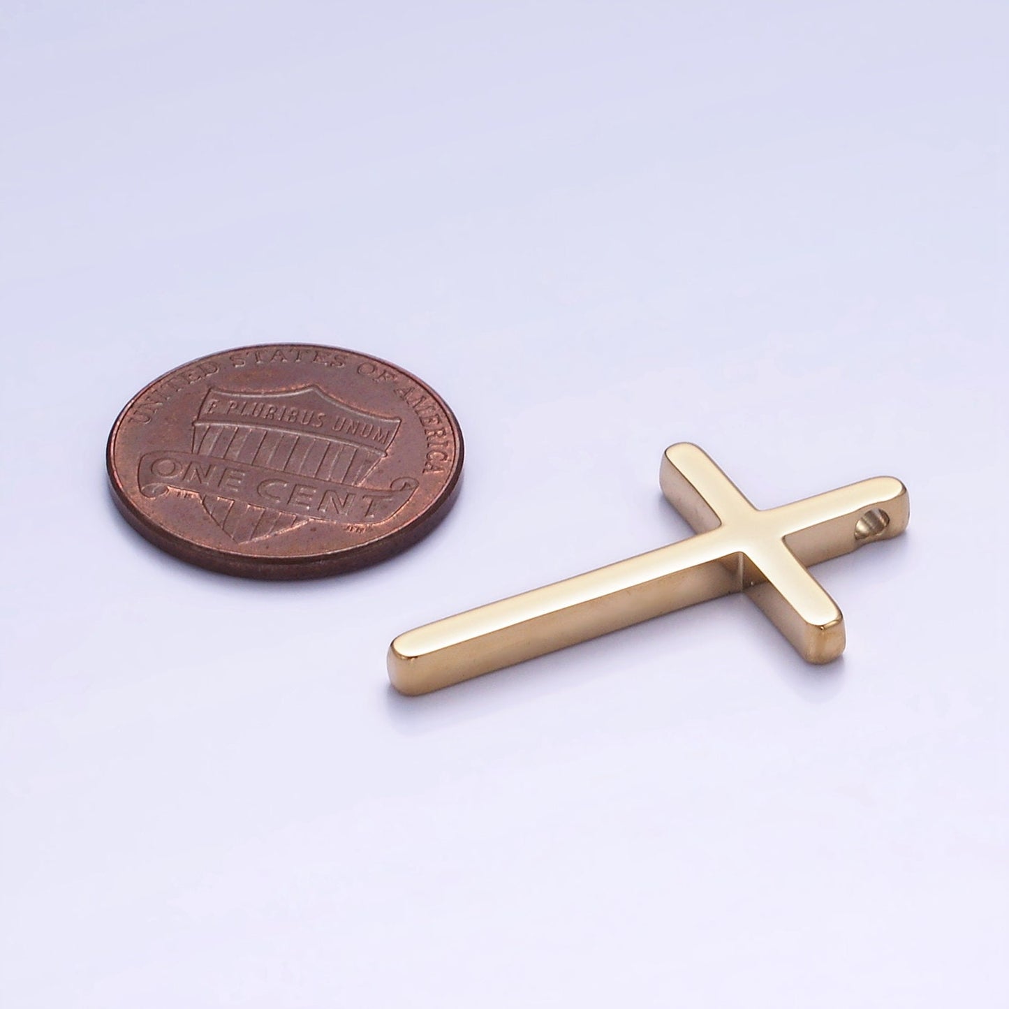 1pc Stainless Steel Gold Minimalist Cross Charm for DIY Religious Jewelry Making | P-942