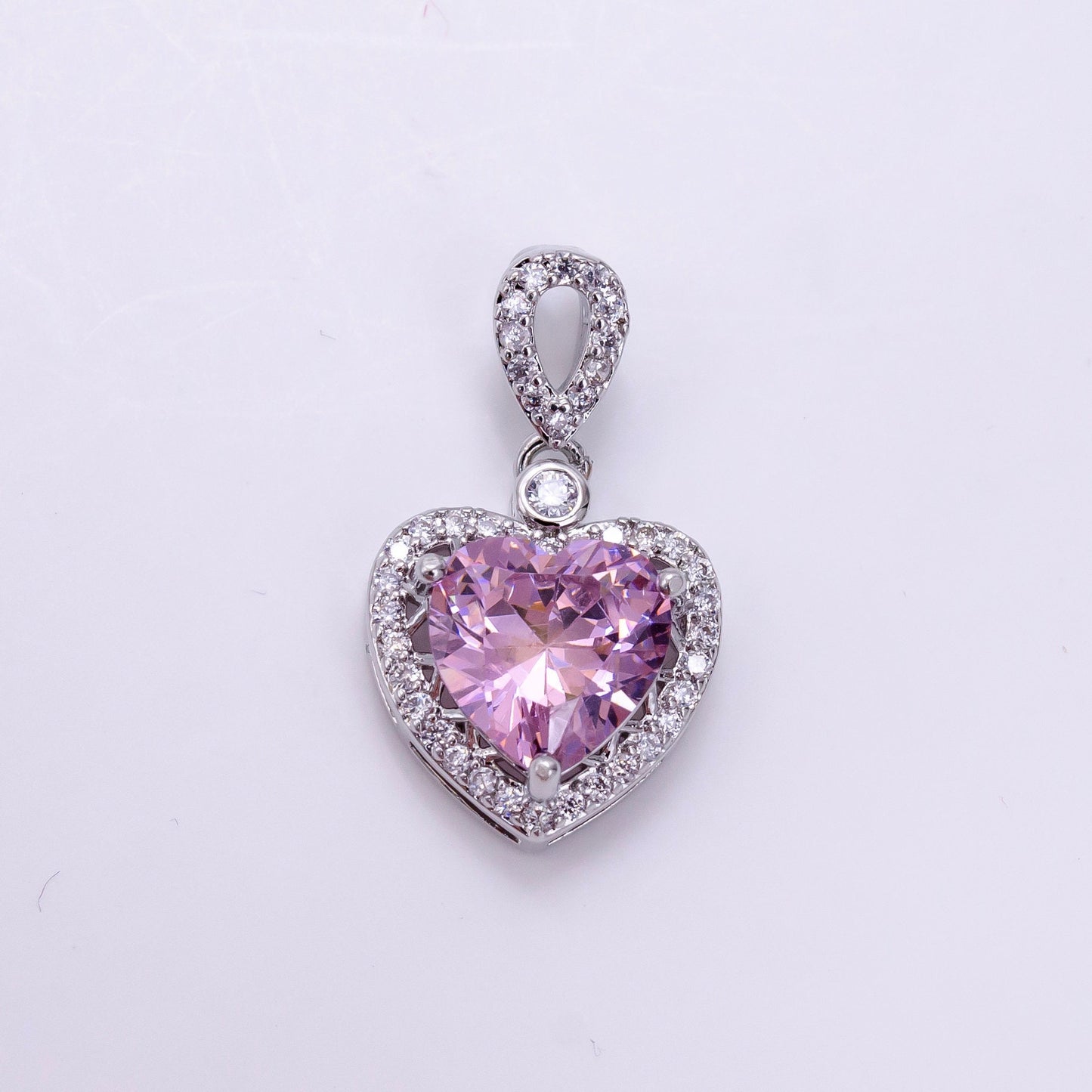 Dainty 14K Gold Filled Heart Charms Cubic Zirconia Black Pink Clear Purple CZ Pendant Wholesale BULK DIY Jewelry Findings AA1258