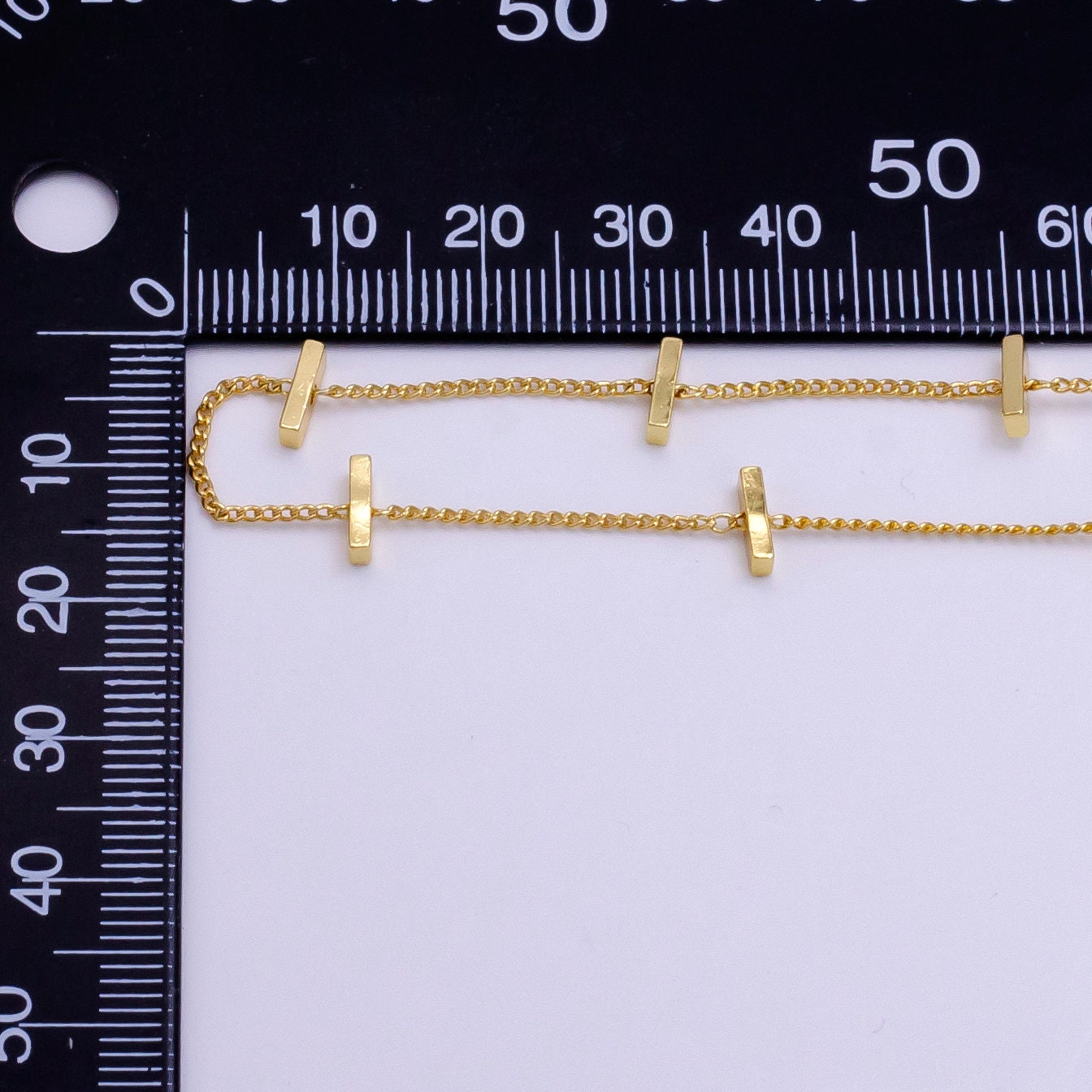 Dainty Gold Bar Curb Link Satellite Chain by Yard | ROLL-1495