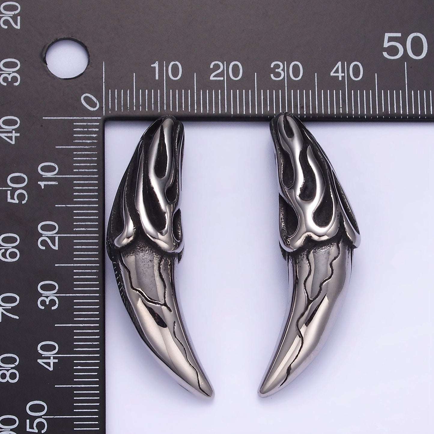 Chunky Silver Heavy Metal Steel Tusk Pendant Goth Necklace Charm Edgy Jewelry Necklace for Men P-944