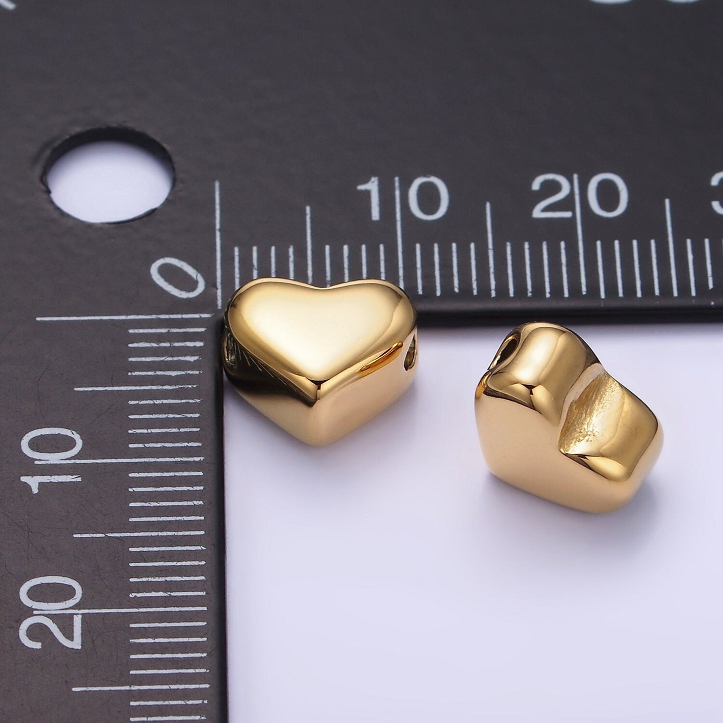 14K Gold Filled 9mm Chubby Minimalist Heart Bead | B-884