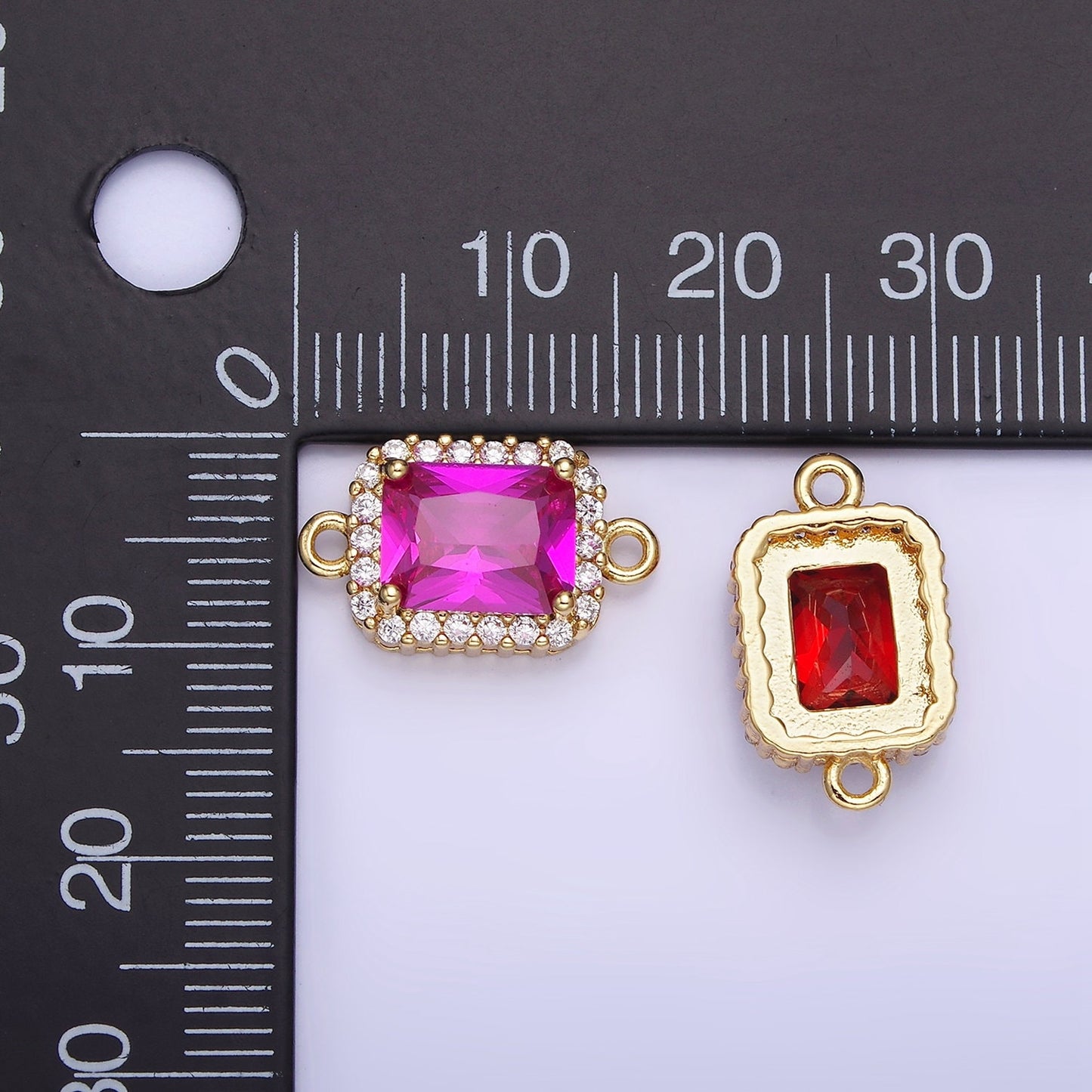 Dainty Colorful Rectangle CZ in Gold Filled Connector for Bracelet Necklace Earring Supply | G-364~G-369