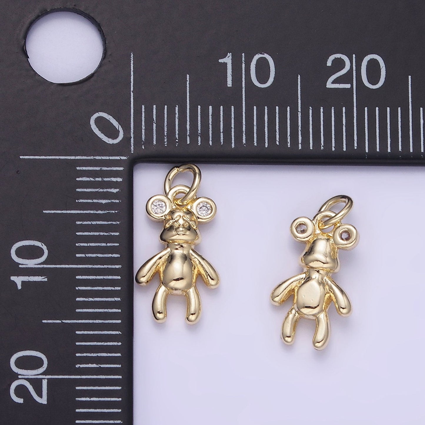 14K Gold Filled 15mm Bear Animal CZ Mini Charm | W-550
