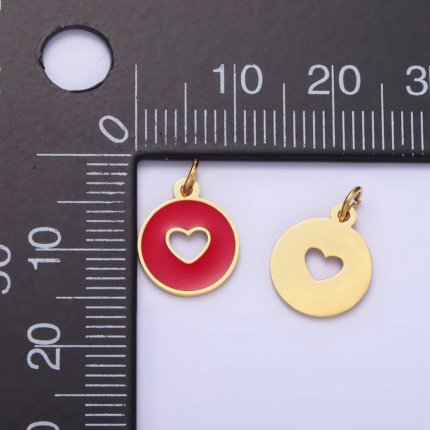 Stainless Steel 14mm Circle with Heart Cut-Out Charm | P-958